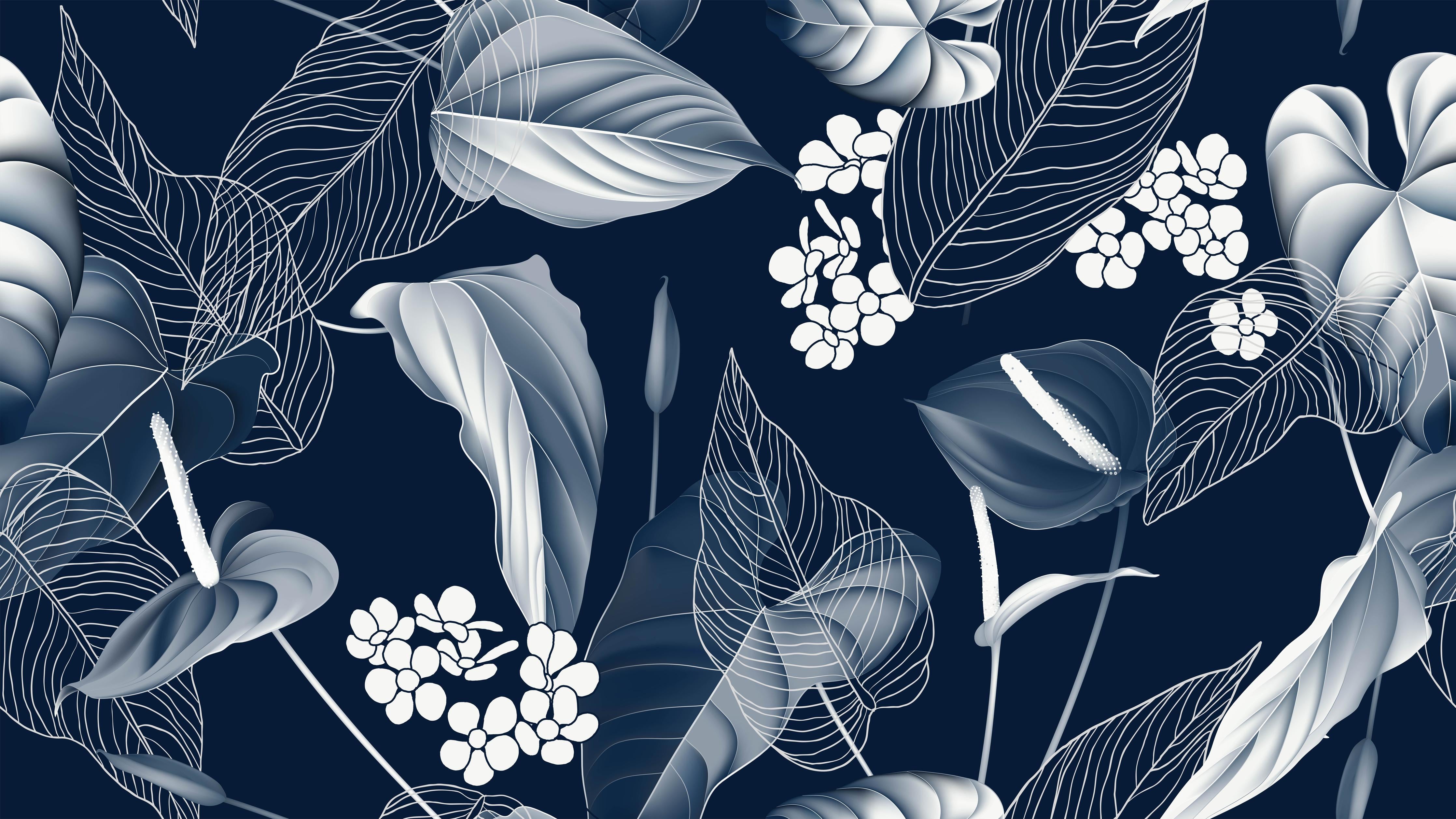 Spritzschutz-Blumiges Anthurium Muster auf Dunkelblau