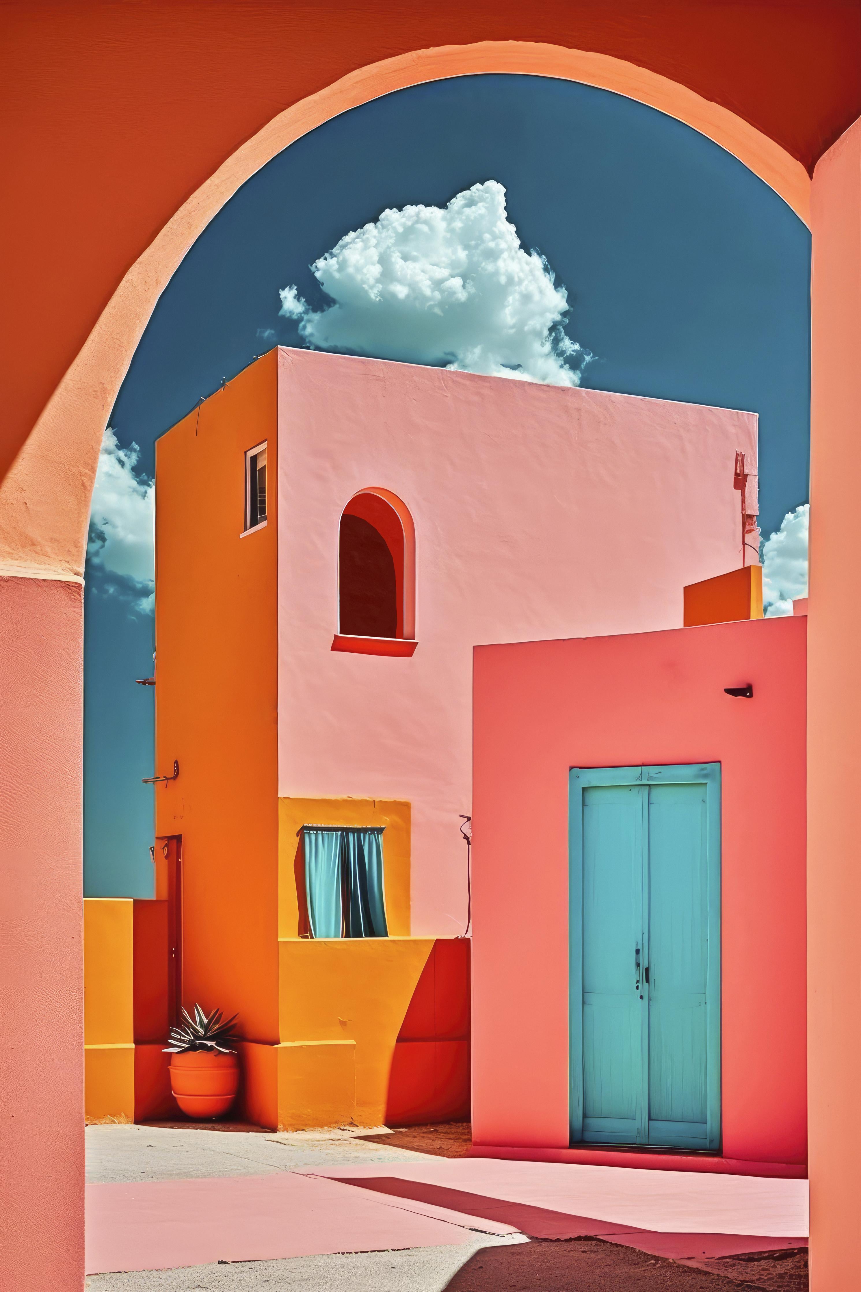 Spritzschutz-Buntes Dorf Mediterranes Flair