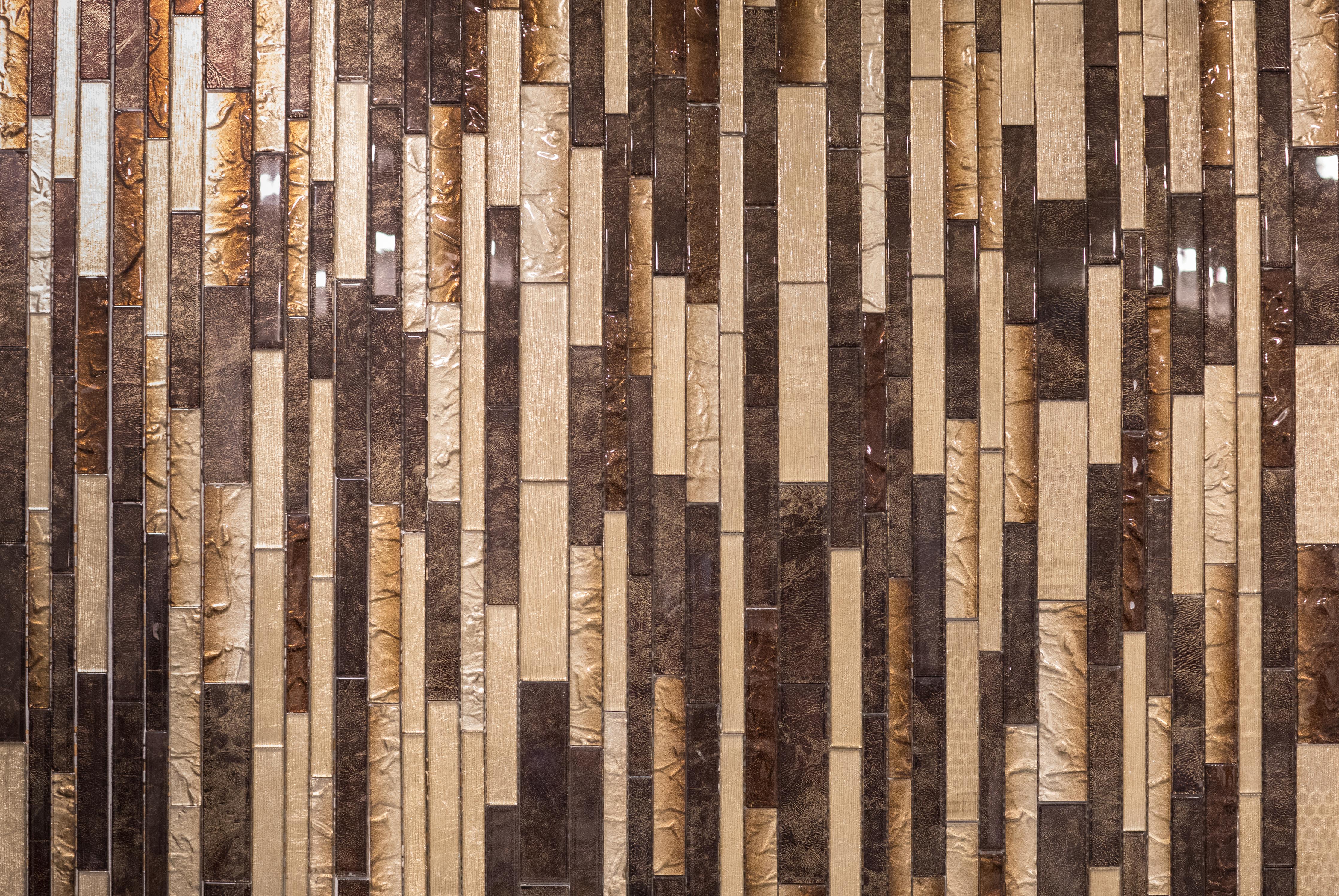 Spritzschutz-Dekorative Braun-Beige Mosaik-Holztextur