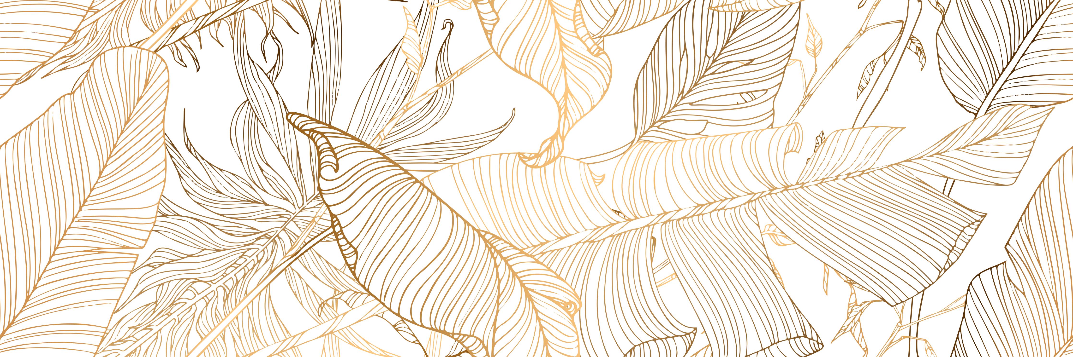 Spritzschutz-Elegante Goldene Linien Kunst Pflanzenmuster