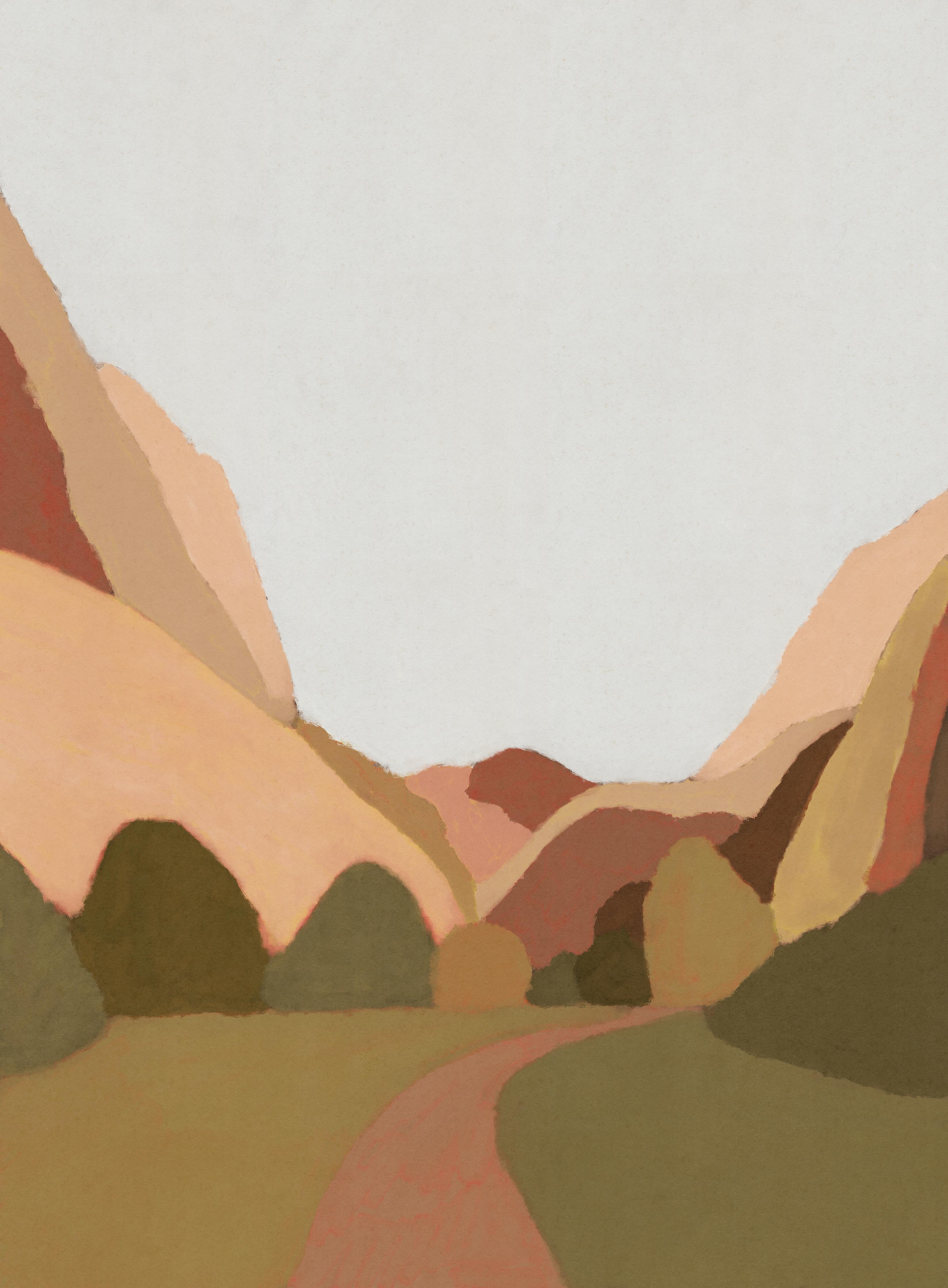 Spritzschutz-Erde Töne Berge Wald Digitalkunst