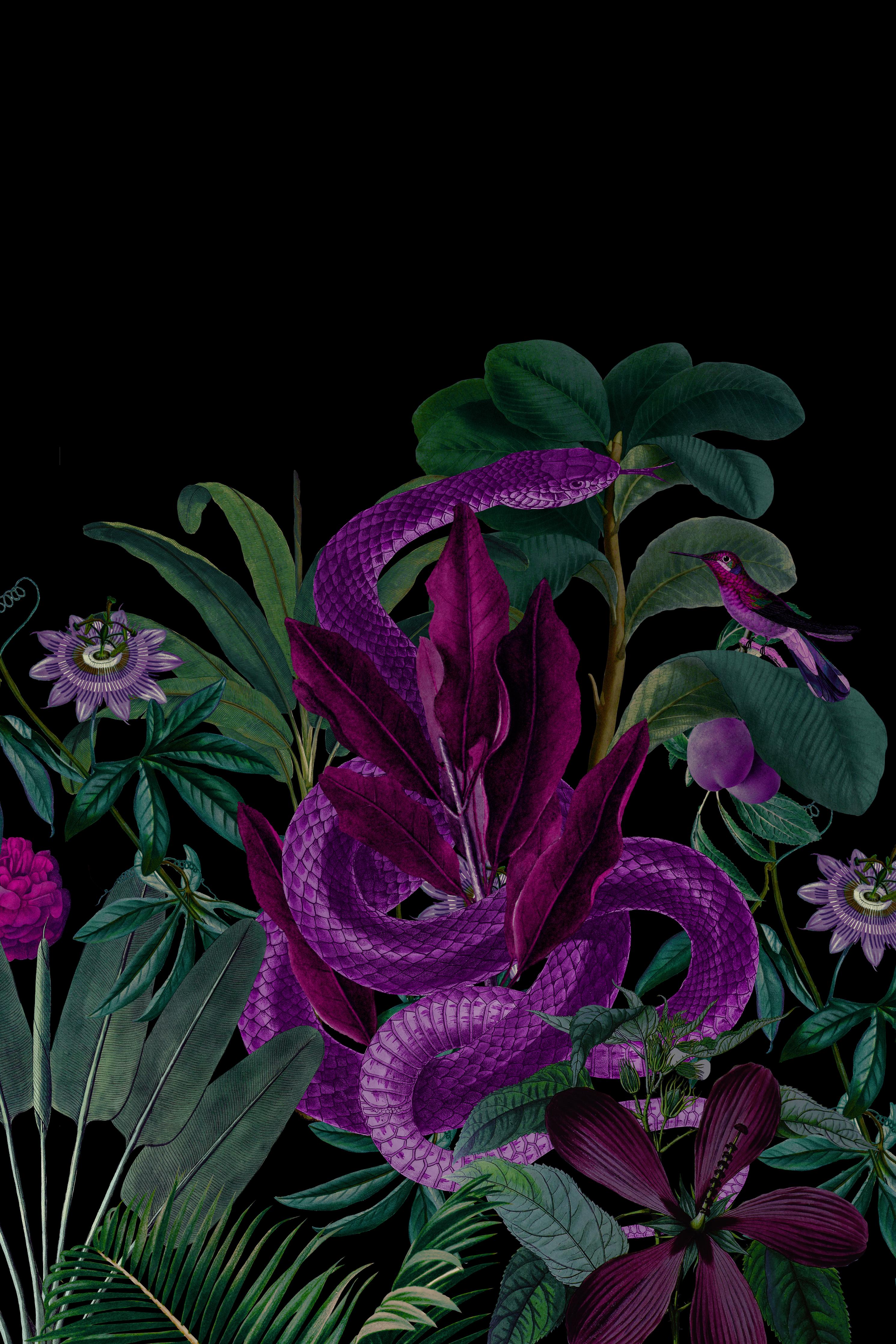 Spritzschutz-Exotischer Schlangenprint in Lila und Grün