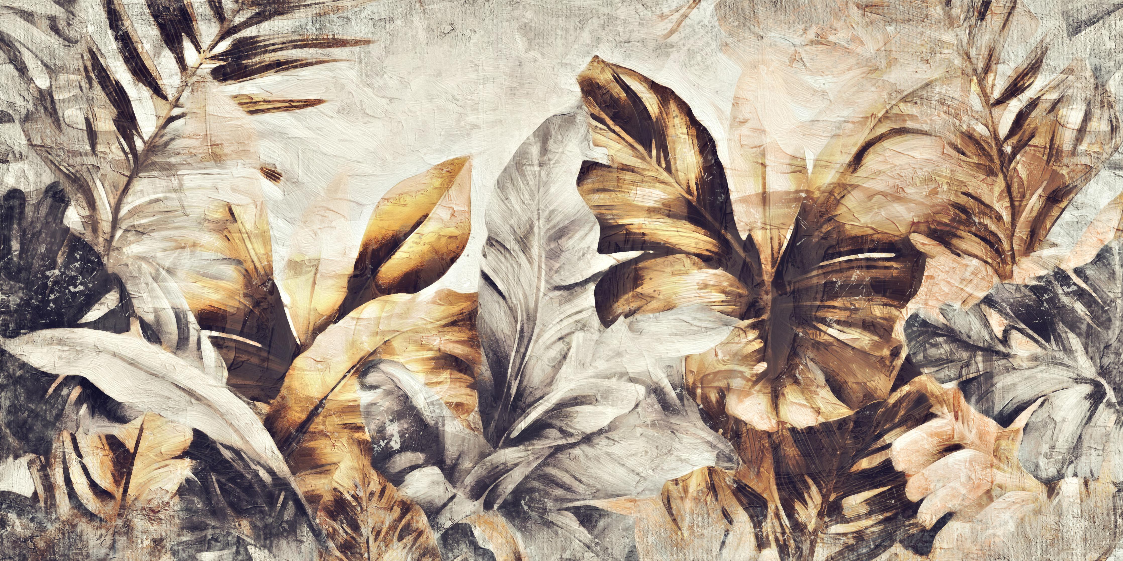 Spritzschutz-Exotisches Dschungel Kunst Panorama in Pastelltönen