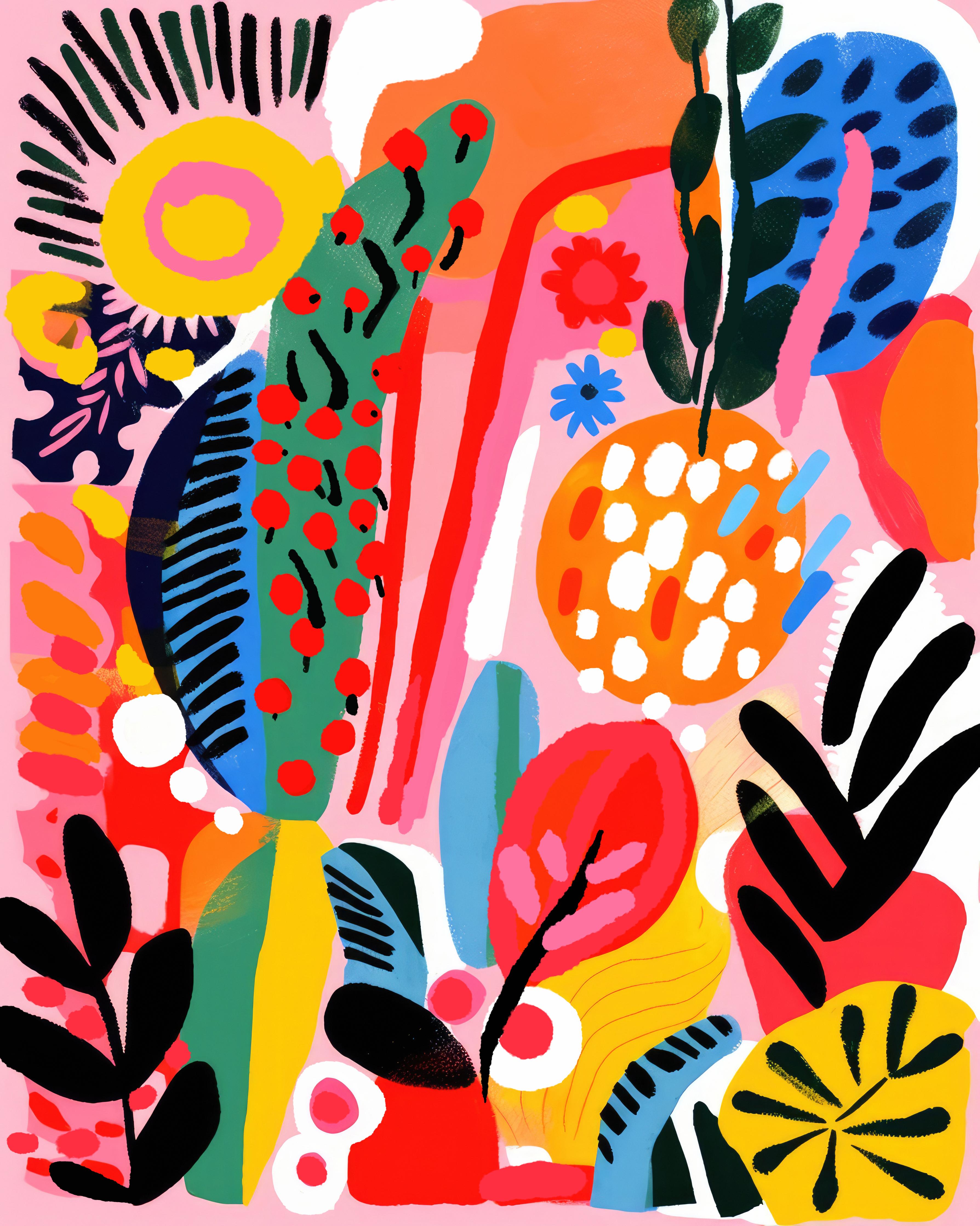 Spritzschutz-Farbenfrohe Abstrakte Blumen und Früchte