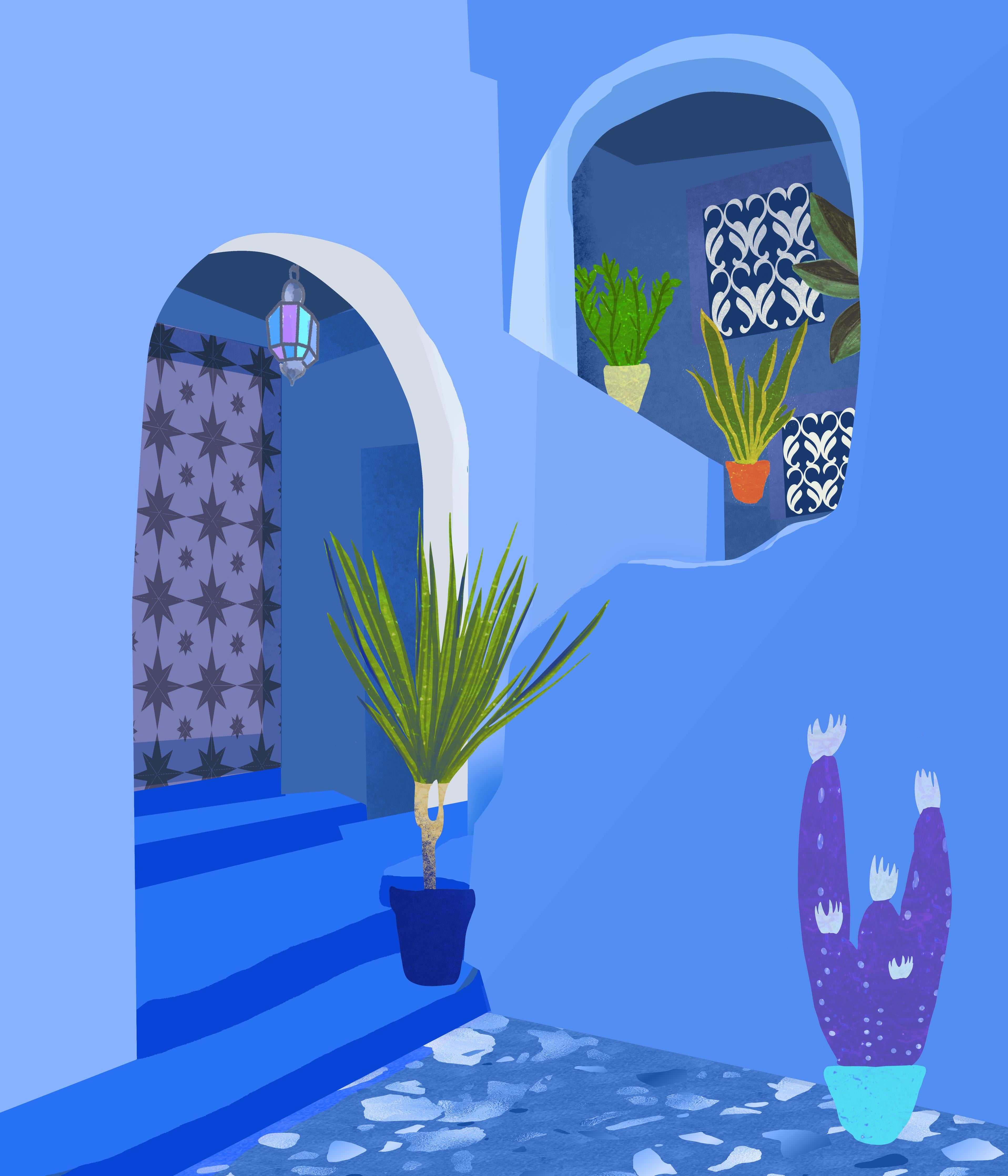 Spritzschutz-Farbenfrohes Architekturposter Marokko