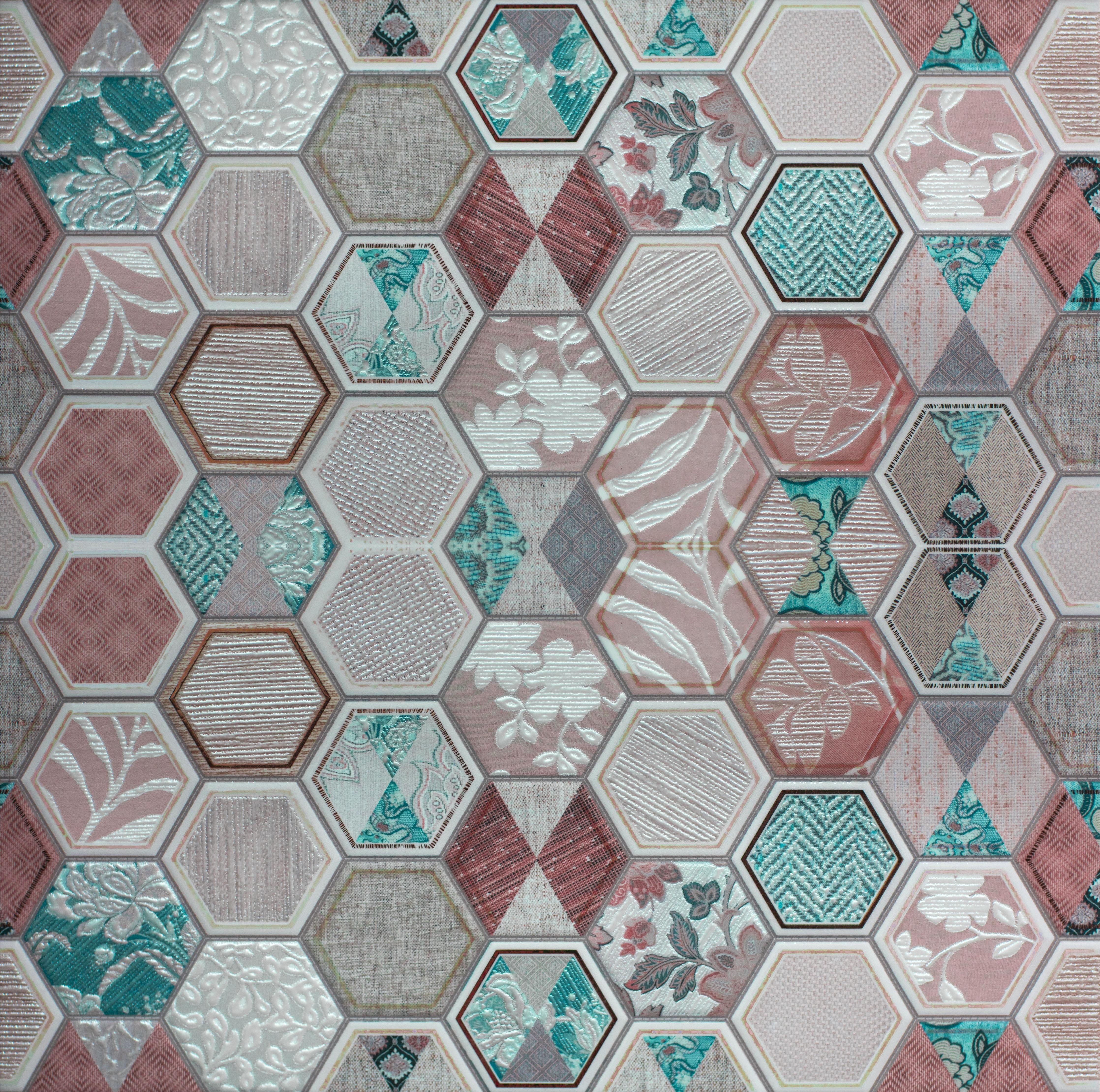 Spritzschutz-Farbenfrohes Hexagon Fliesenmosaik Design