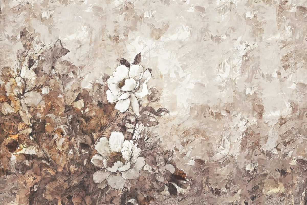 Spritzschutz-Gemälde . weiße Blüten