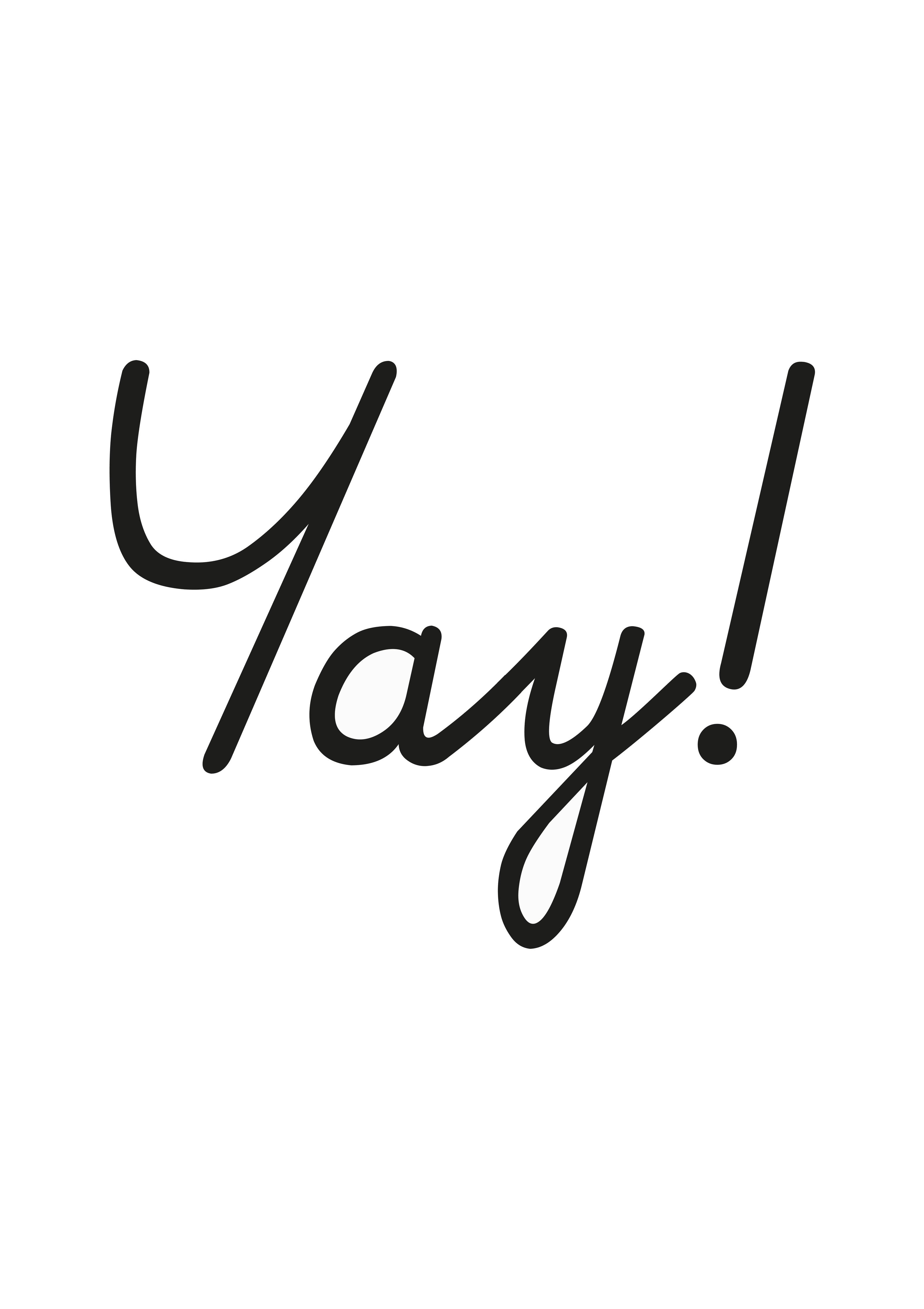 Spritzschutz-Inspirierender 'Yay!' Schriftzug in Schwarz auf Weiß