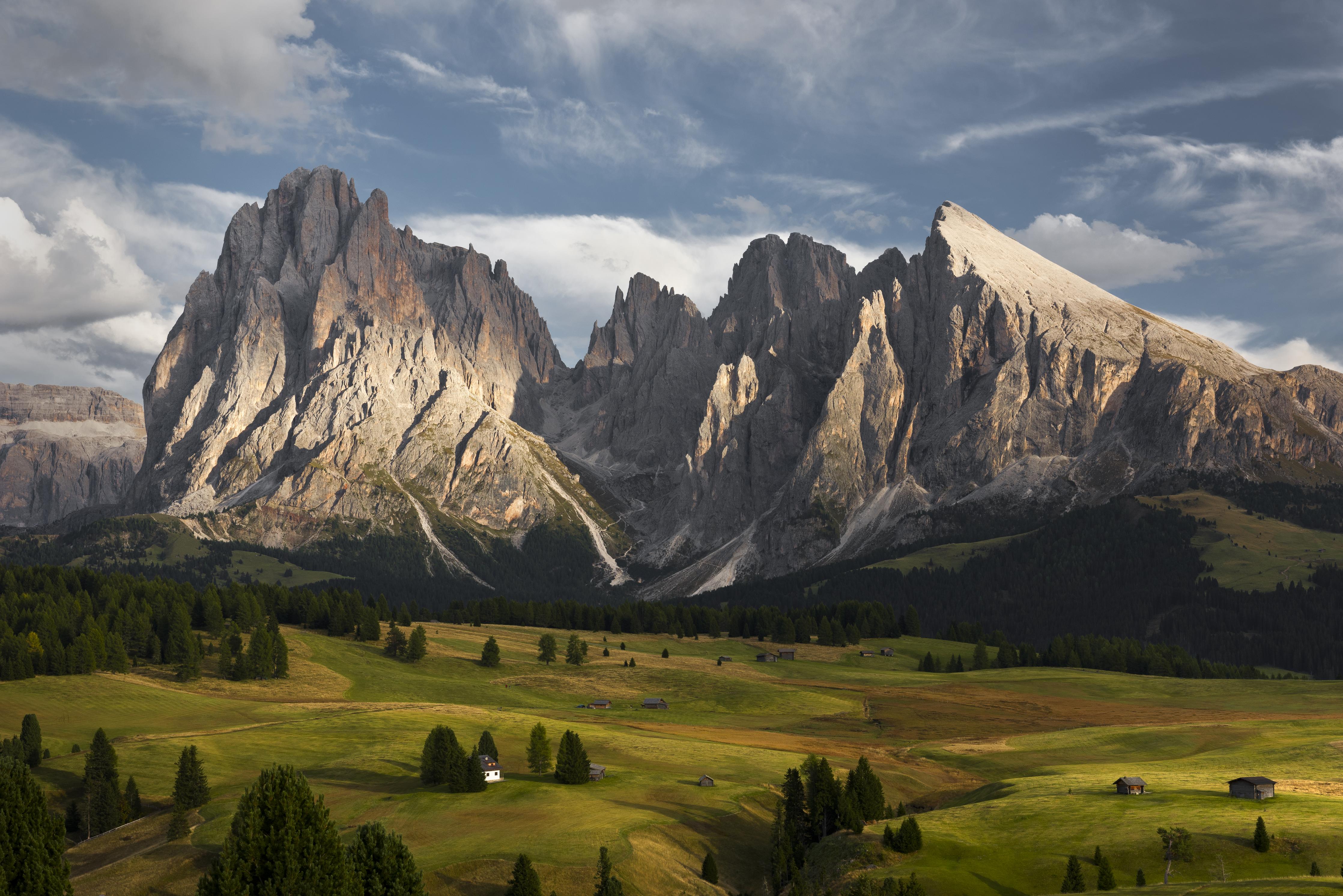 Spritzschutz-Italienische Alpen Dolomiten Berge Wiese
