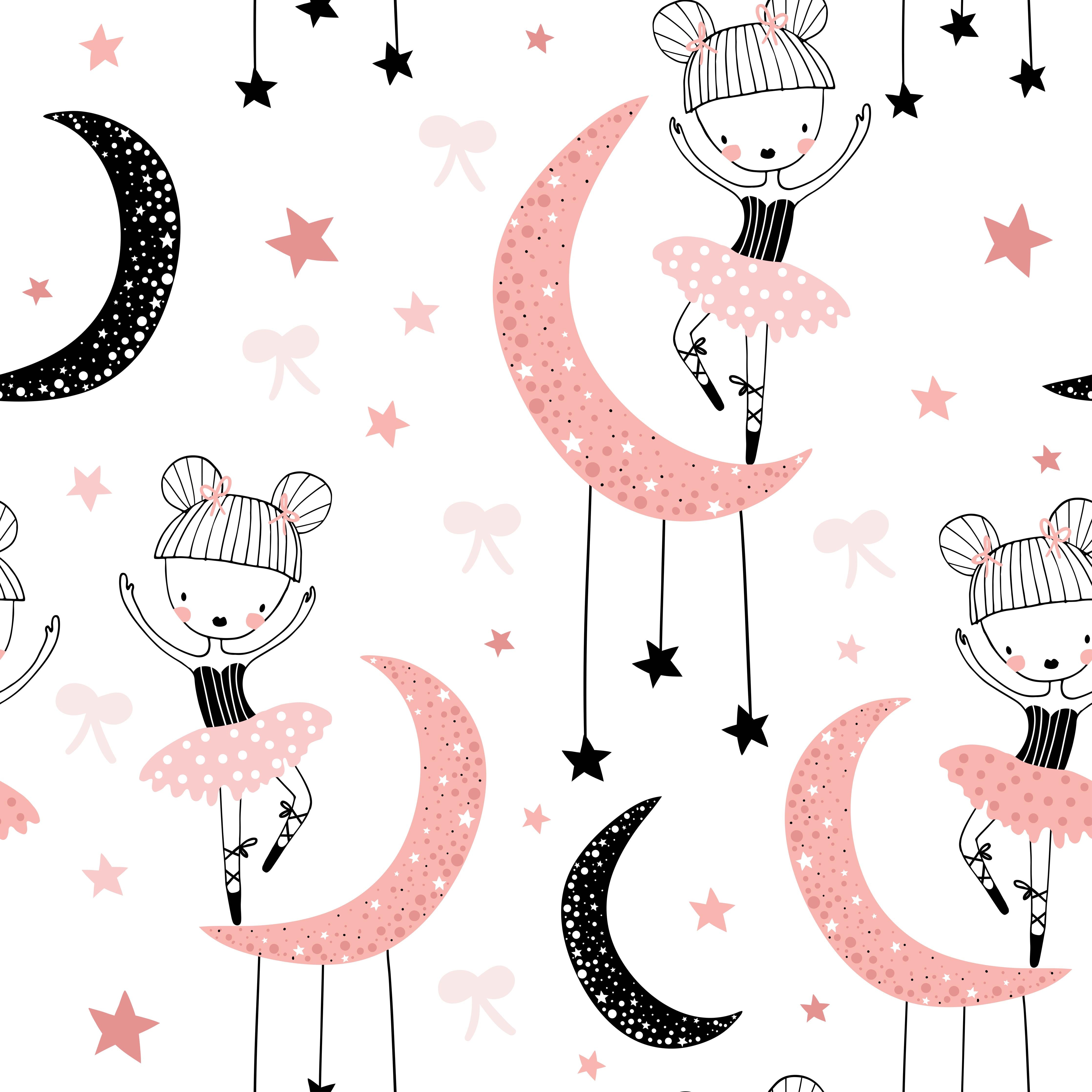 Spritzschutz-Kindliches Ballett-Mädchen & Mond Muster