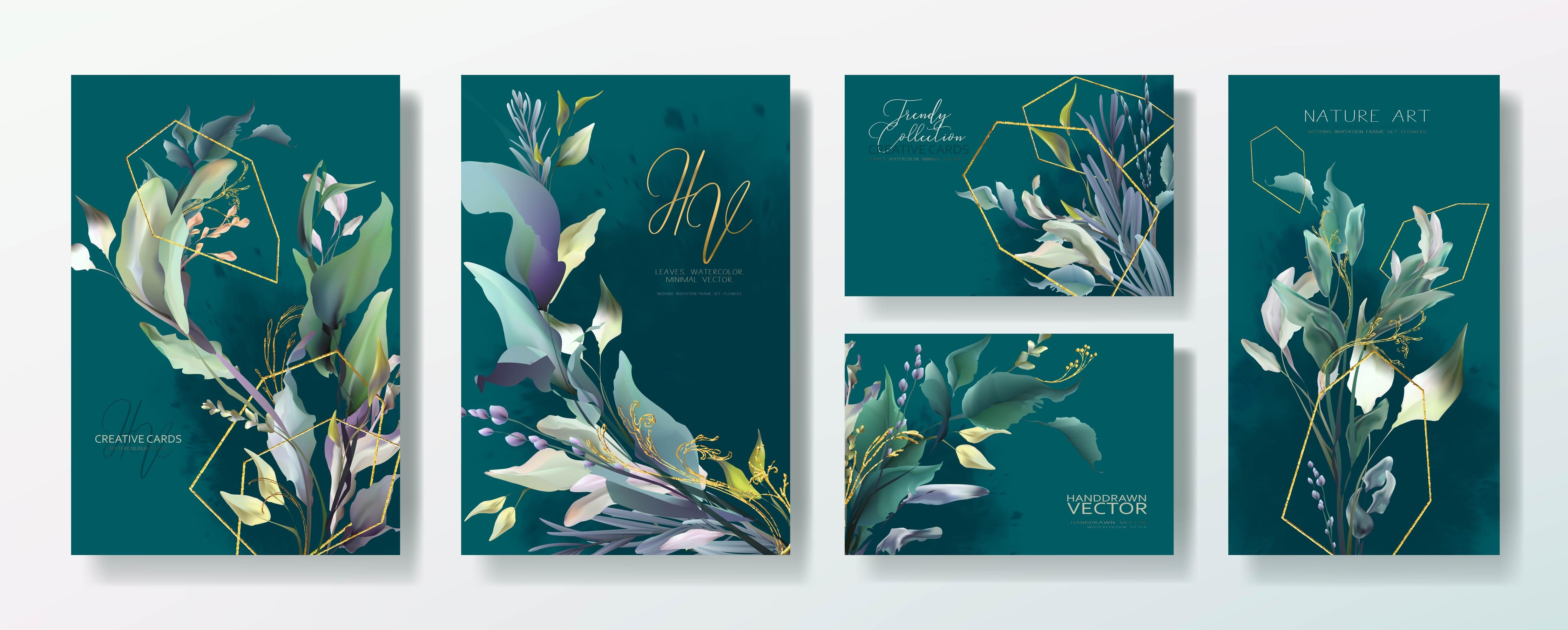 Spritzschutz-Kunstdesign Grüne Blätter auf Dunkel