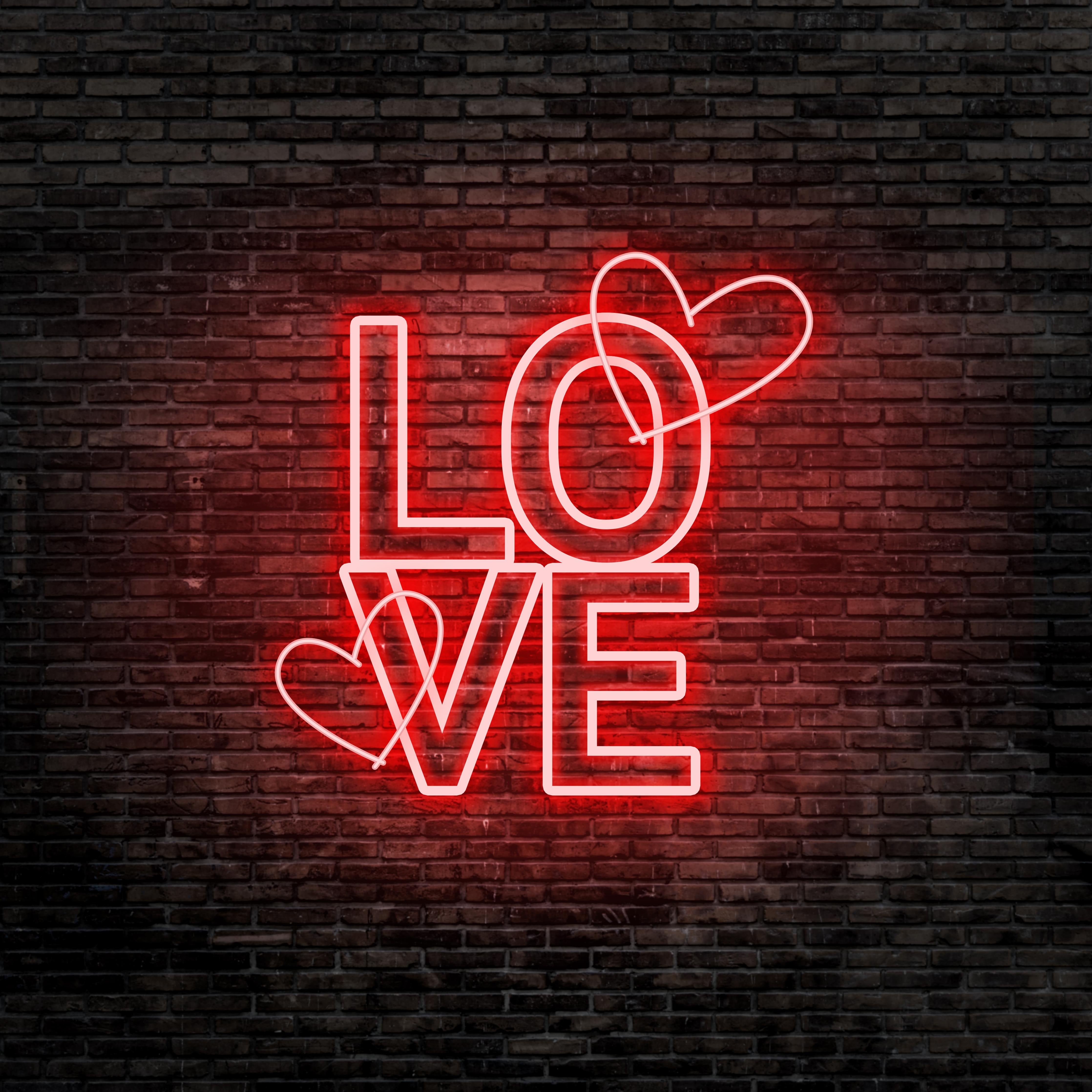 Spritzschutz-LED Love Symbol an Steinmauer