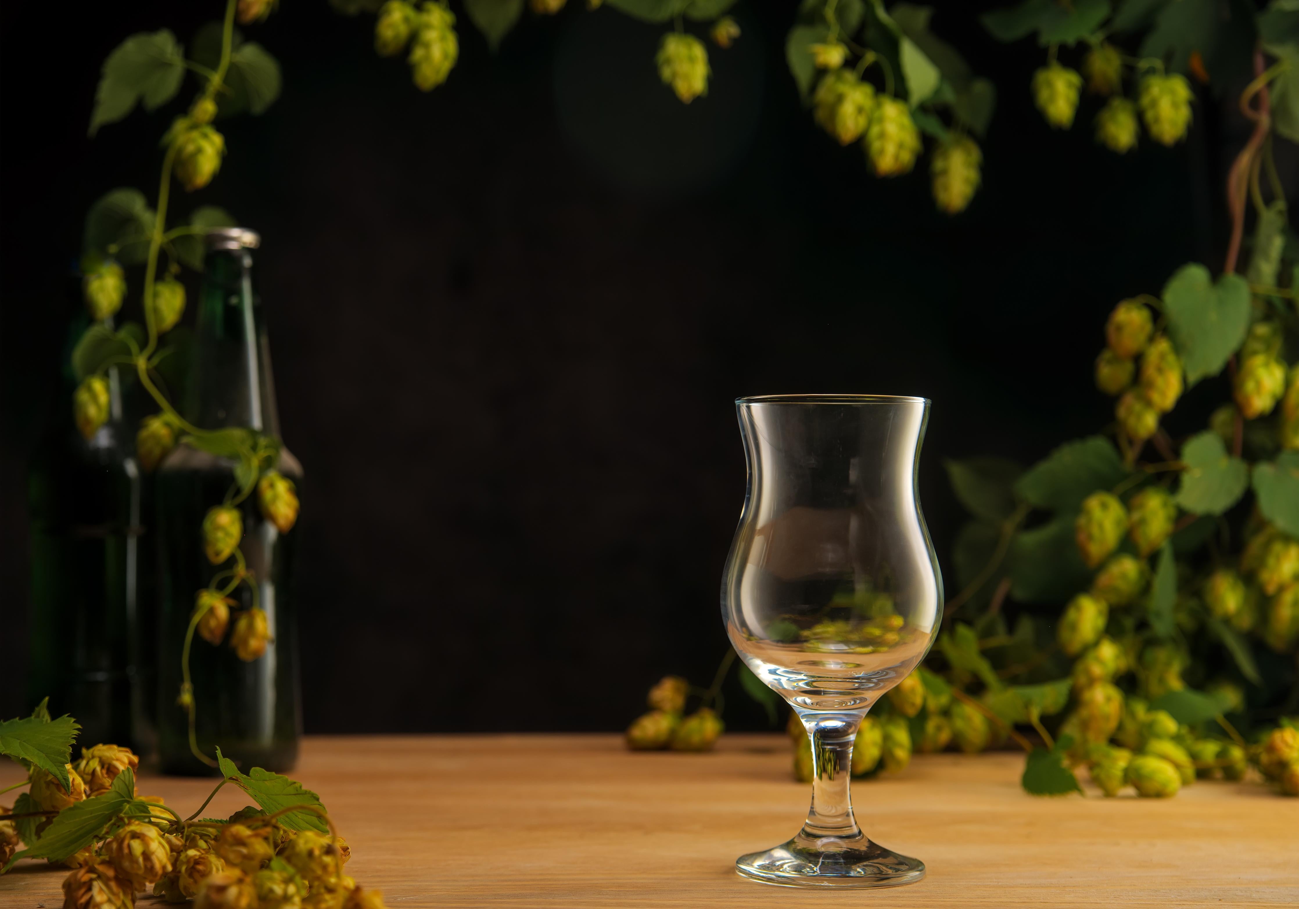 Spritzschutz-Leeres Tulpenglas auf Holztisch