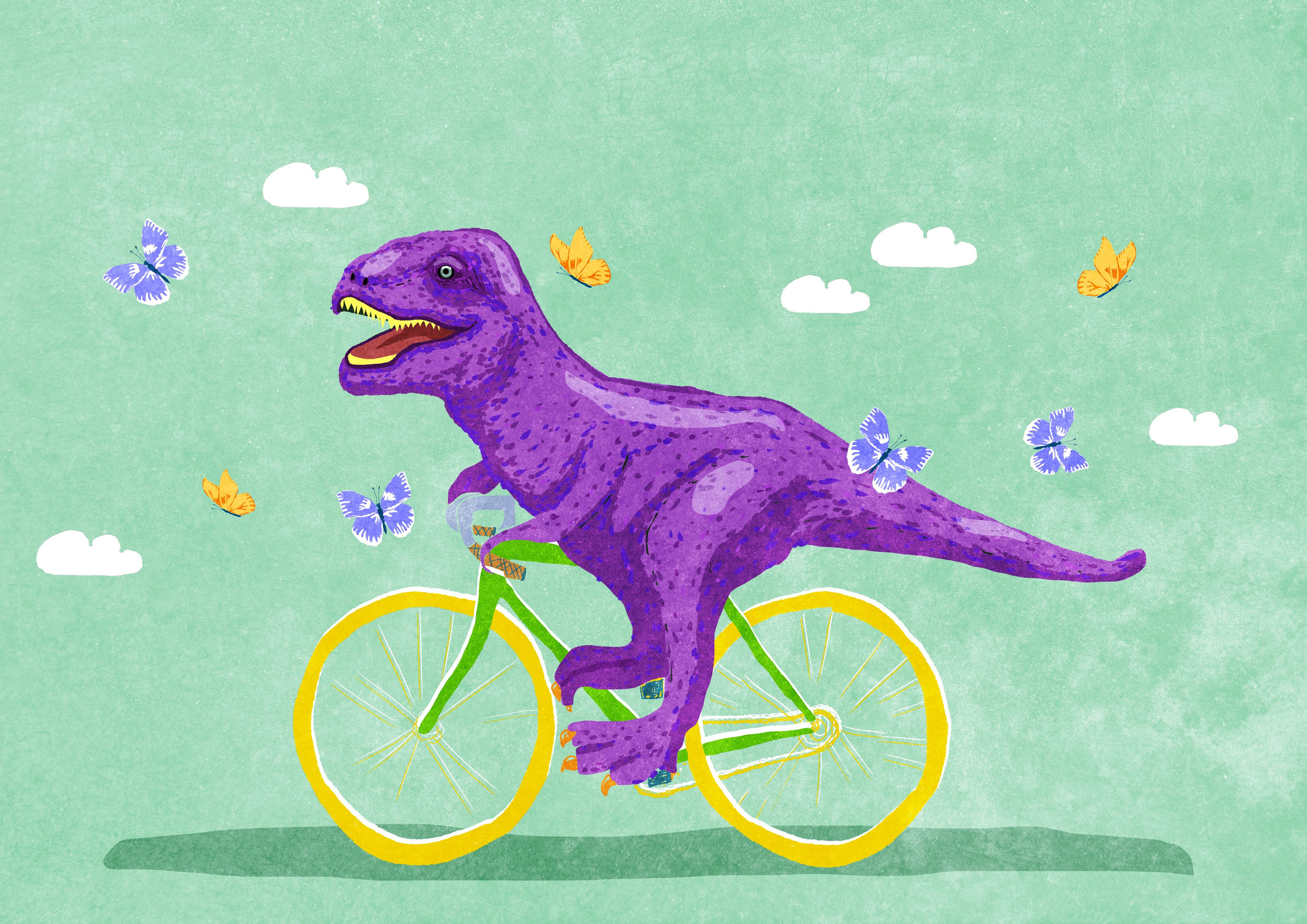 Spritzschutz-Lustiger Dinosaurier Fahrradrennen Illustration