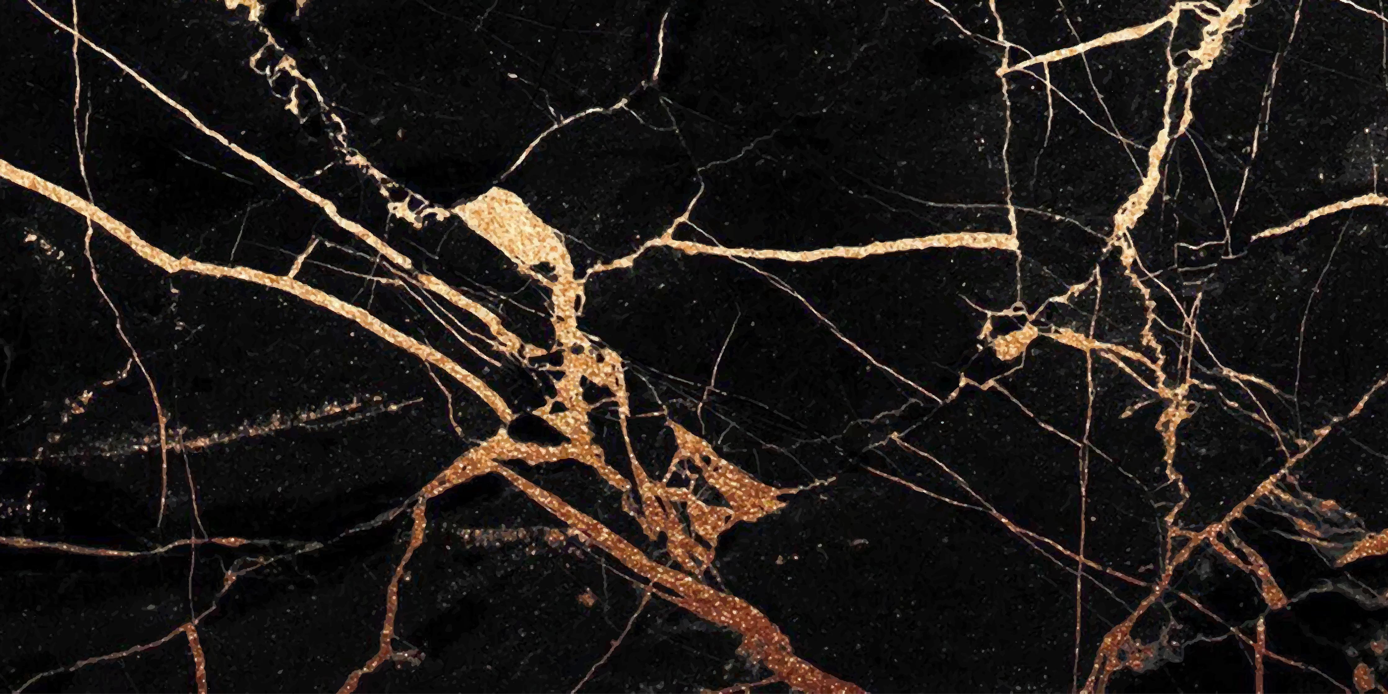 Spritzschutz-Luxus Goldene Ader Marmorstruktur Schwarz