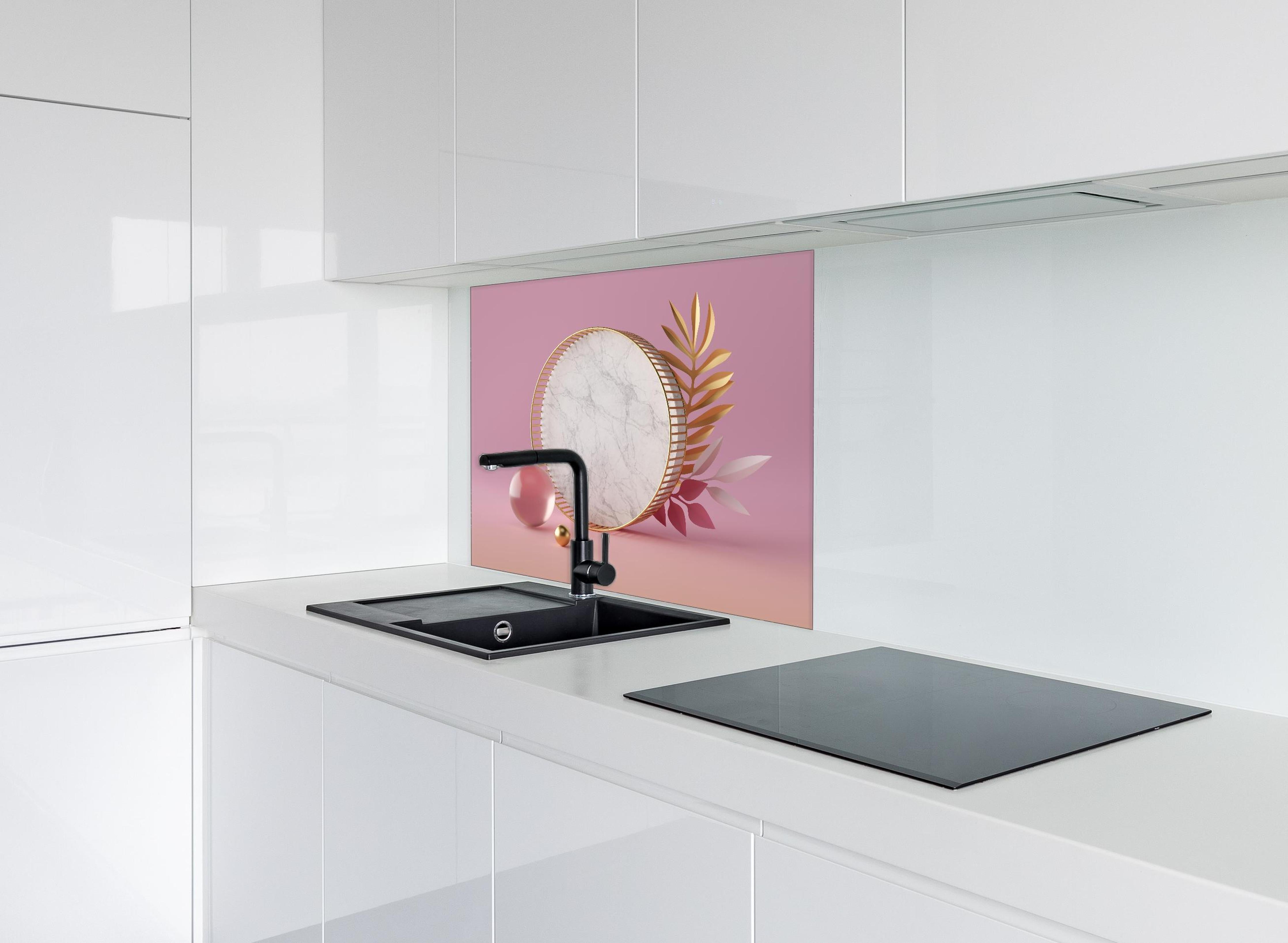 Spritzschutz - Moderne 3D-Struktur hinter einem Cerankochfeld zwischen Holz-Kochutensilien