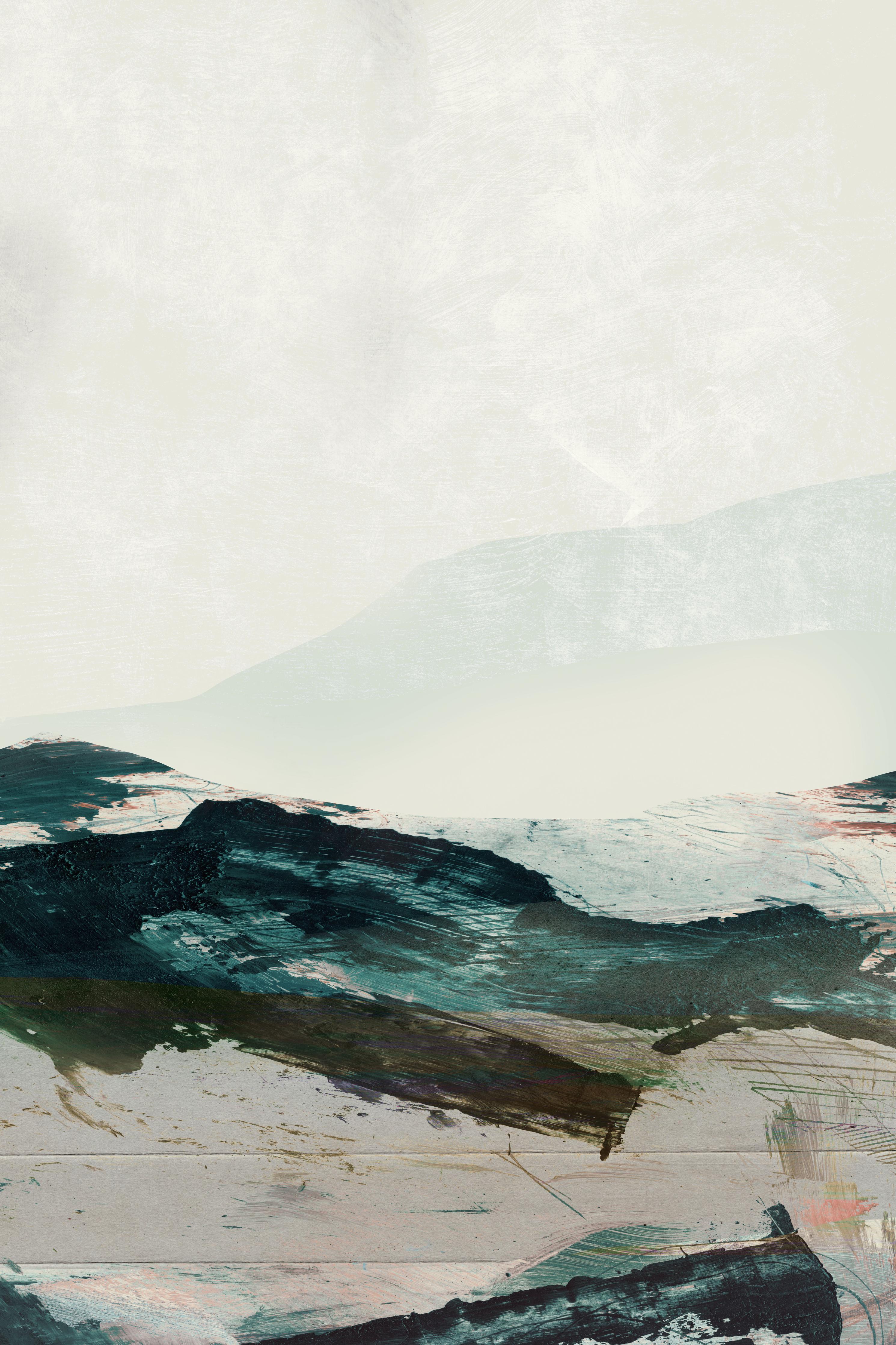 Spritzschutz-Moderne Bergmalerei in kühlen Farbtönen