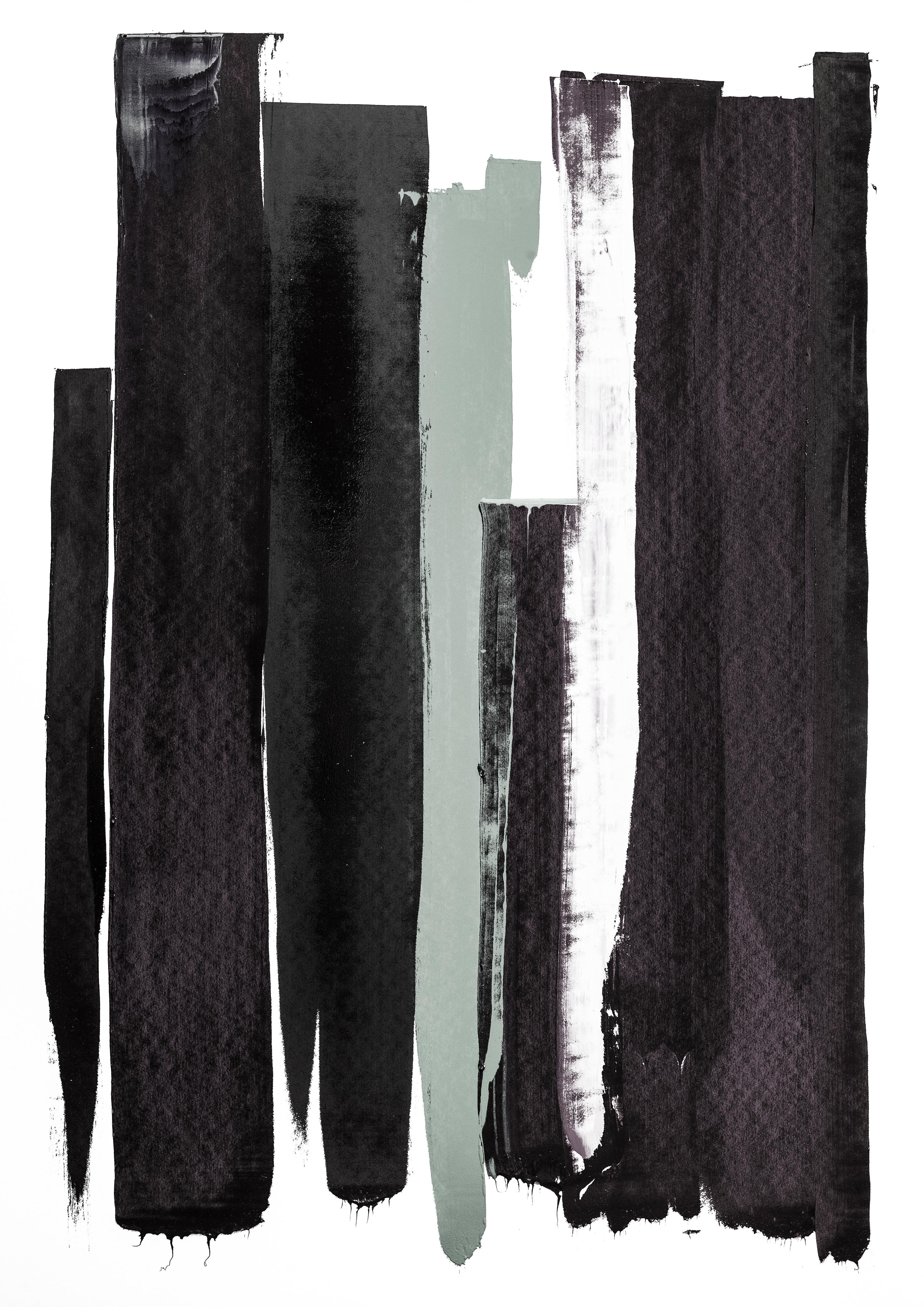 Spritzschutz-Moderne Kunst mit Schwarzen Pinselstrichen