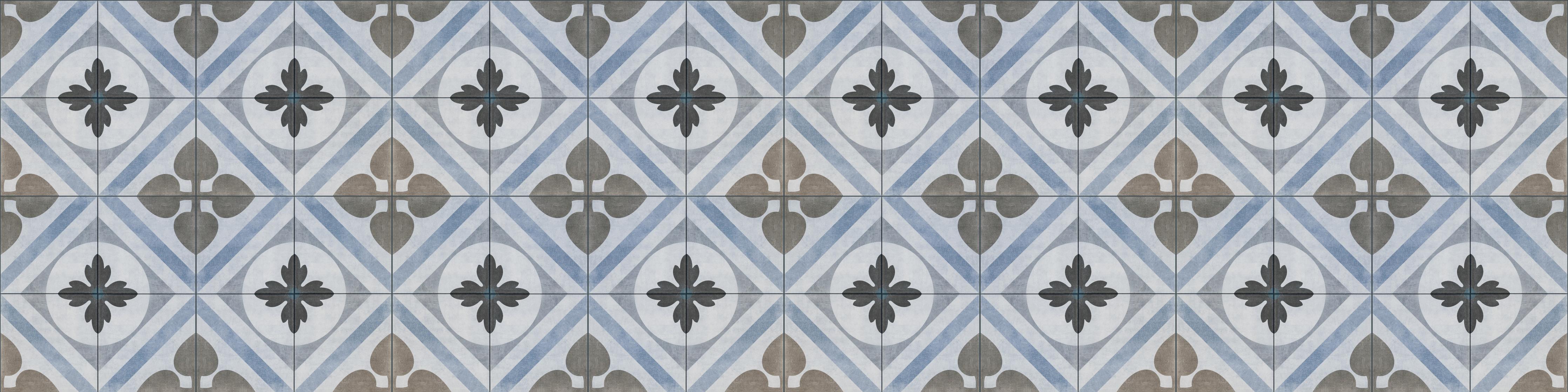 Spritzschutz-Nahtlose blau weiß graue vintage Fliesen