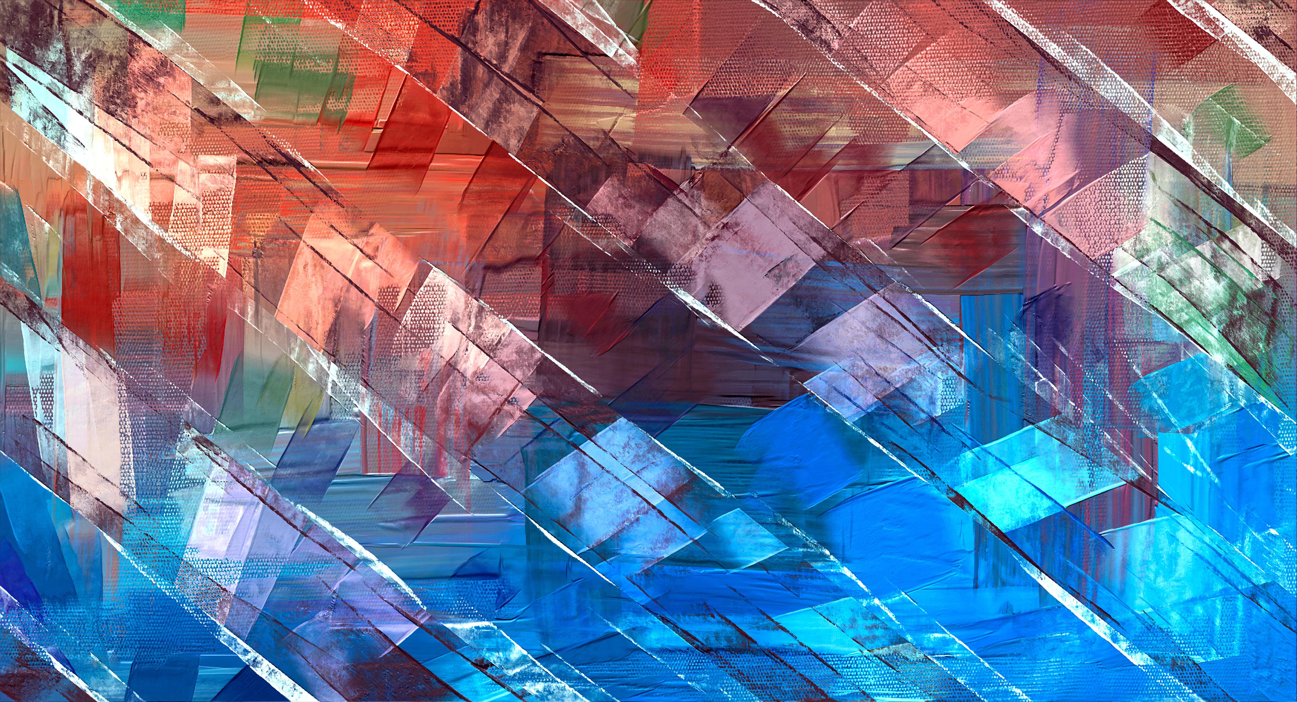 Spritzschutz-Ölmalerei Kunstwerk mit Textur in Burgunder Blau Braun