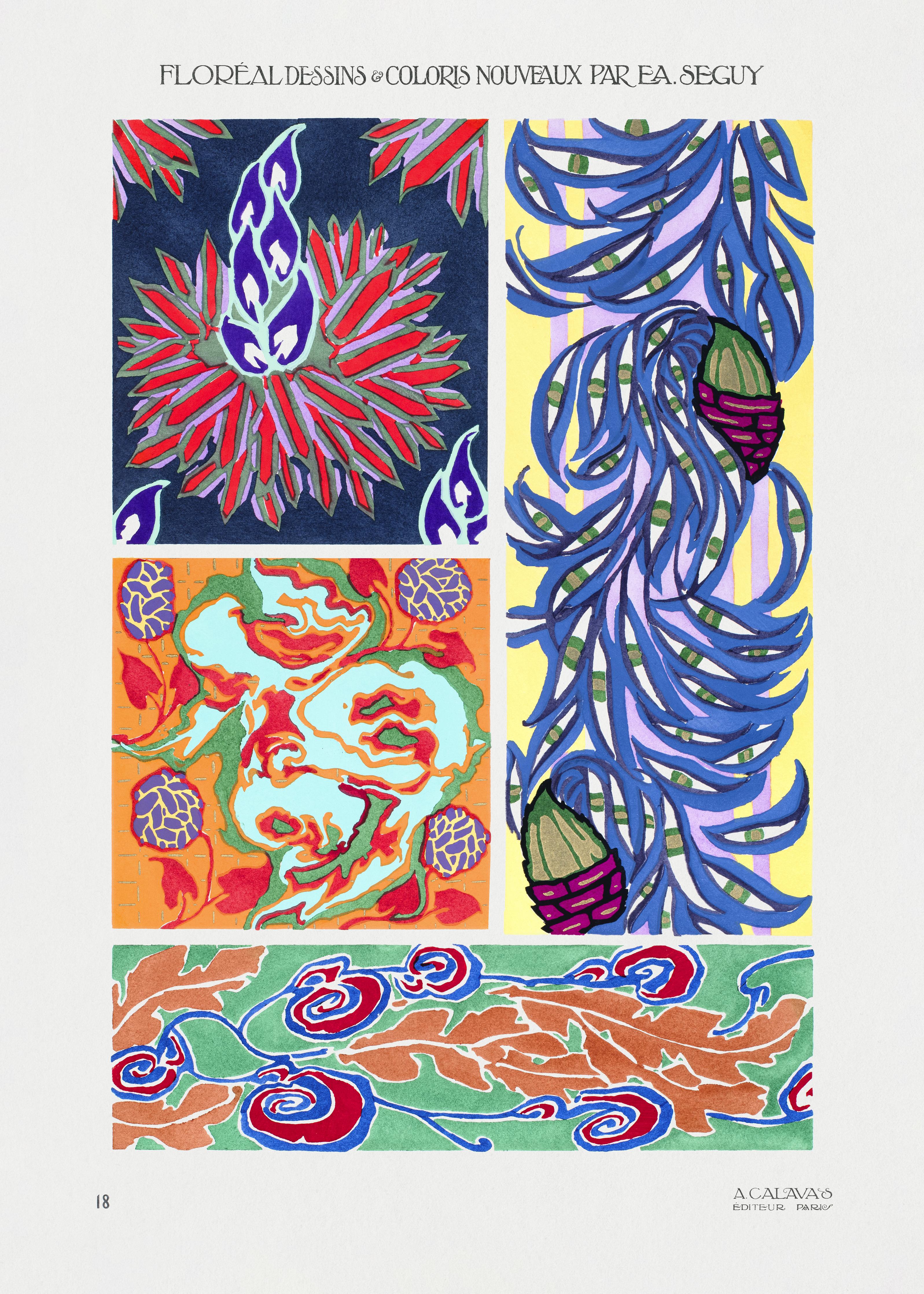 Spritzschutz-Retro Botanik Zeichnung von E.A. Seguy