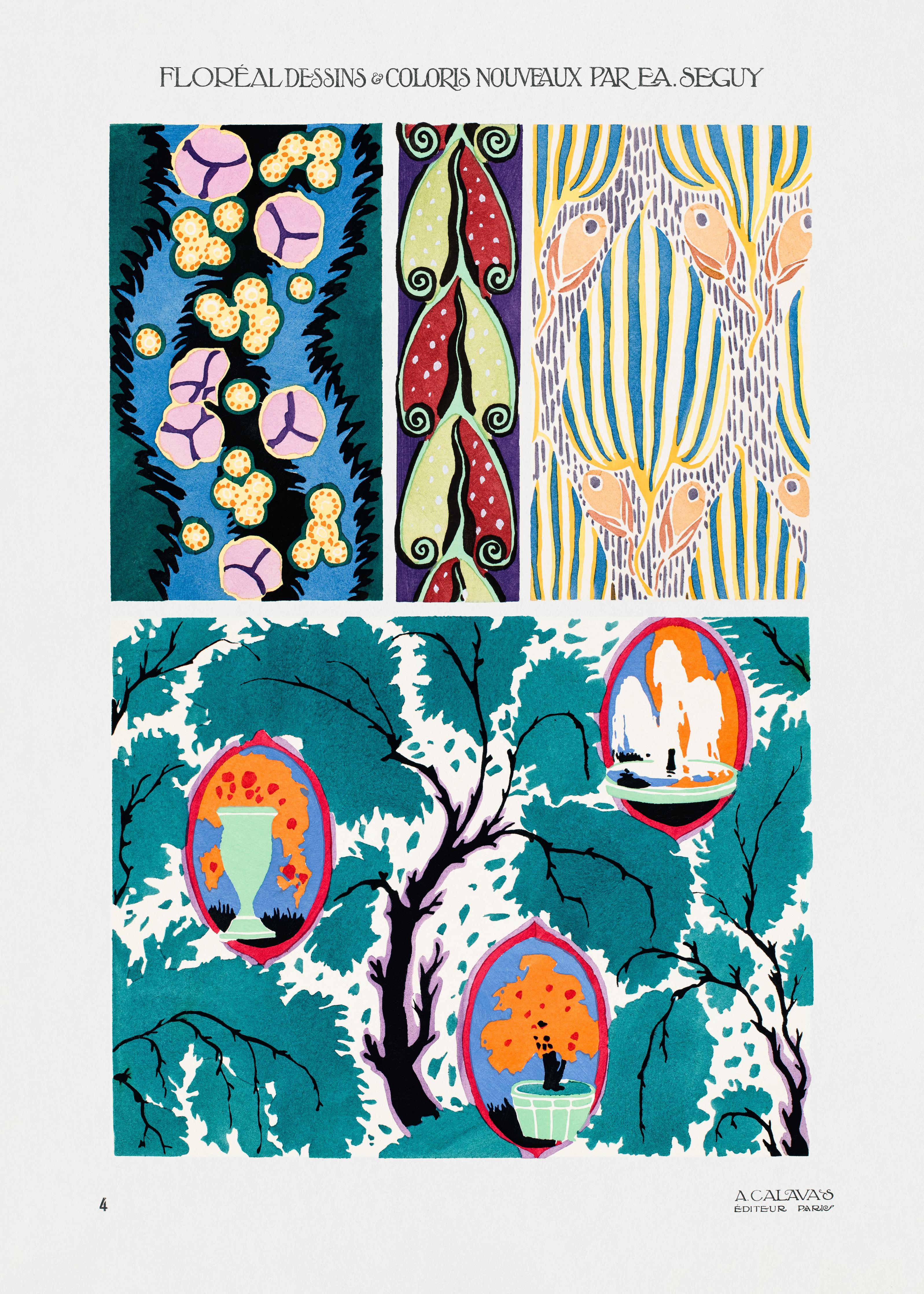 Spritzschutz-Retro Flora Kunst Druck Seguy