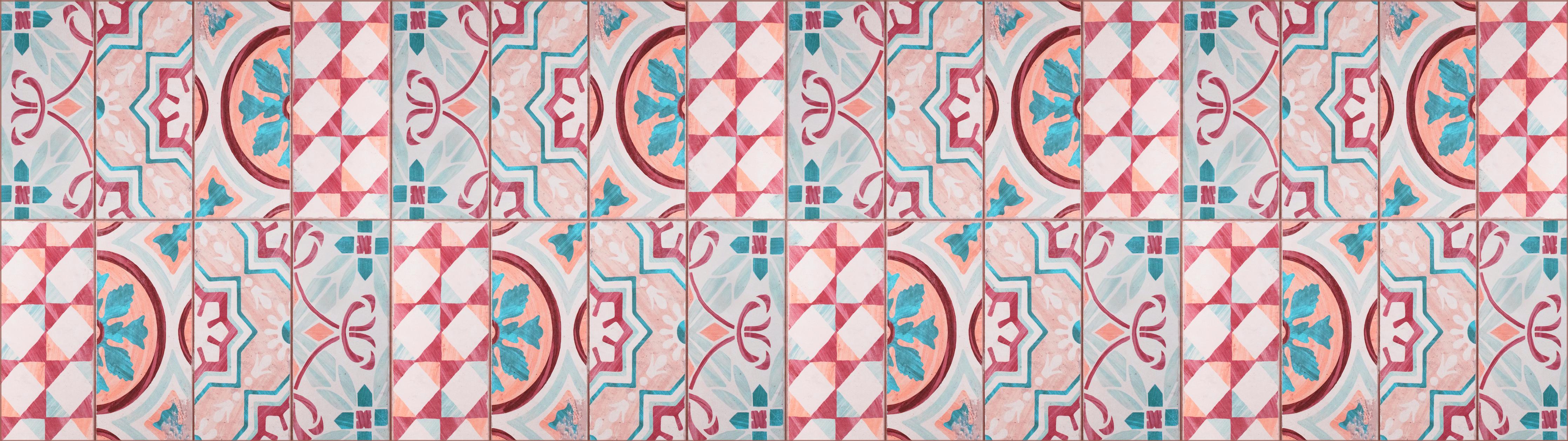 Spritzschutz-Rot-türkises rechteckiges Mosaik