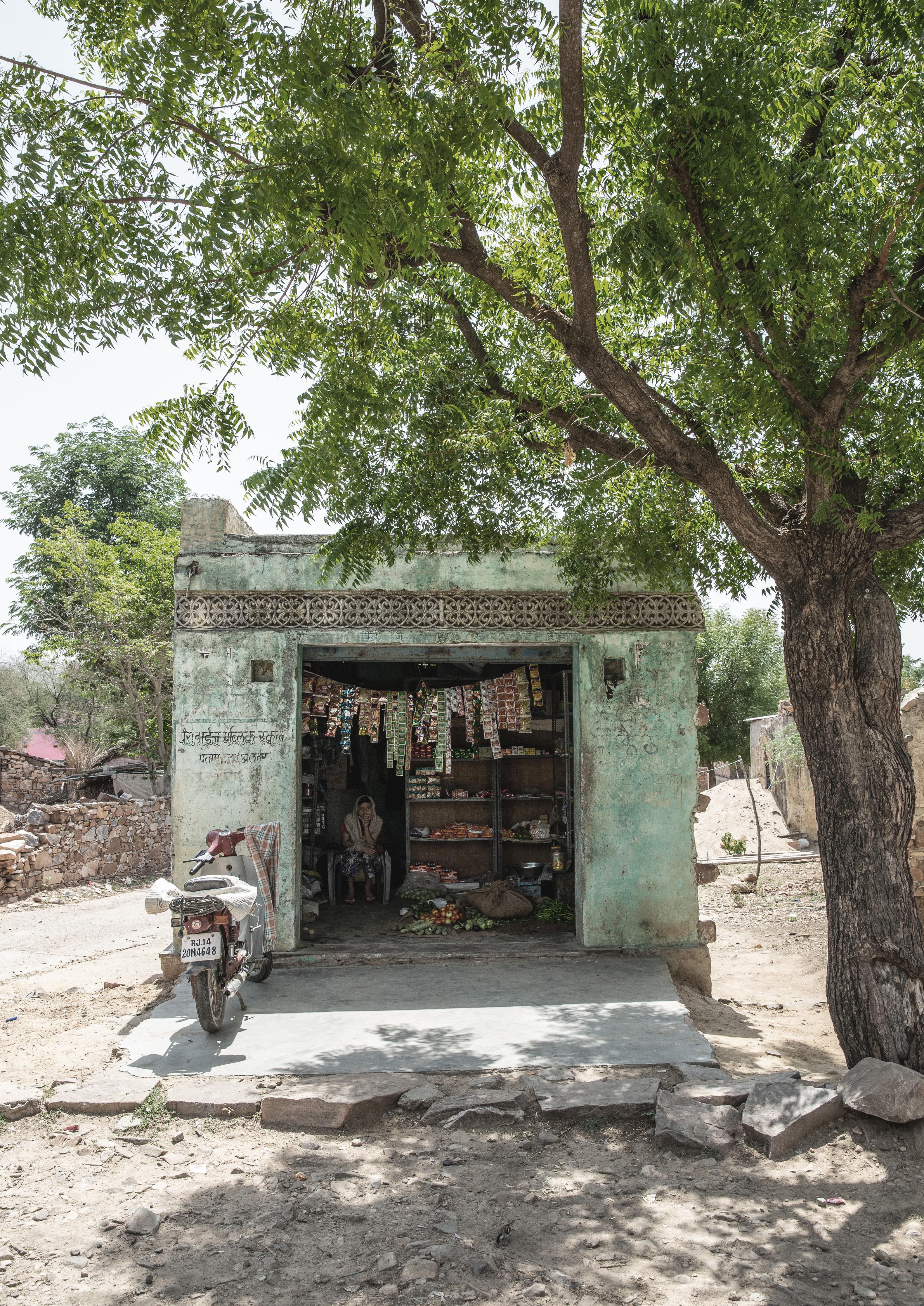 Spritzschutz-Rustikaler Laden unter Bäumen