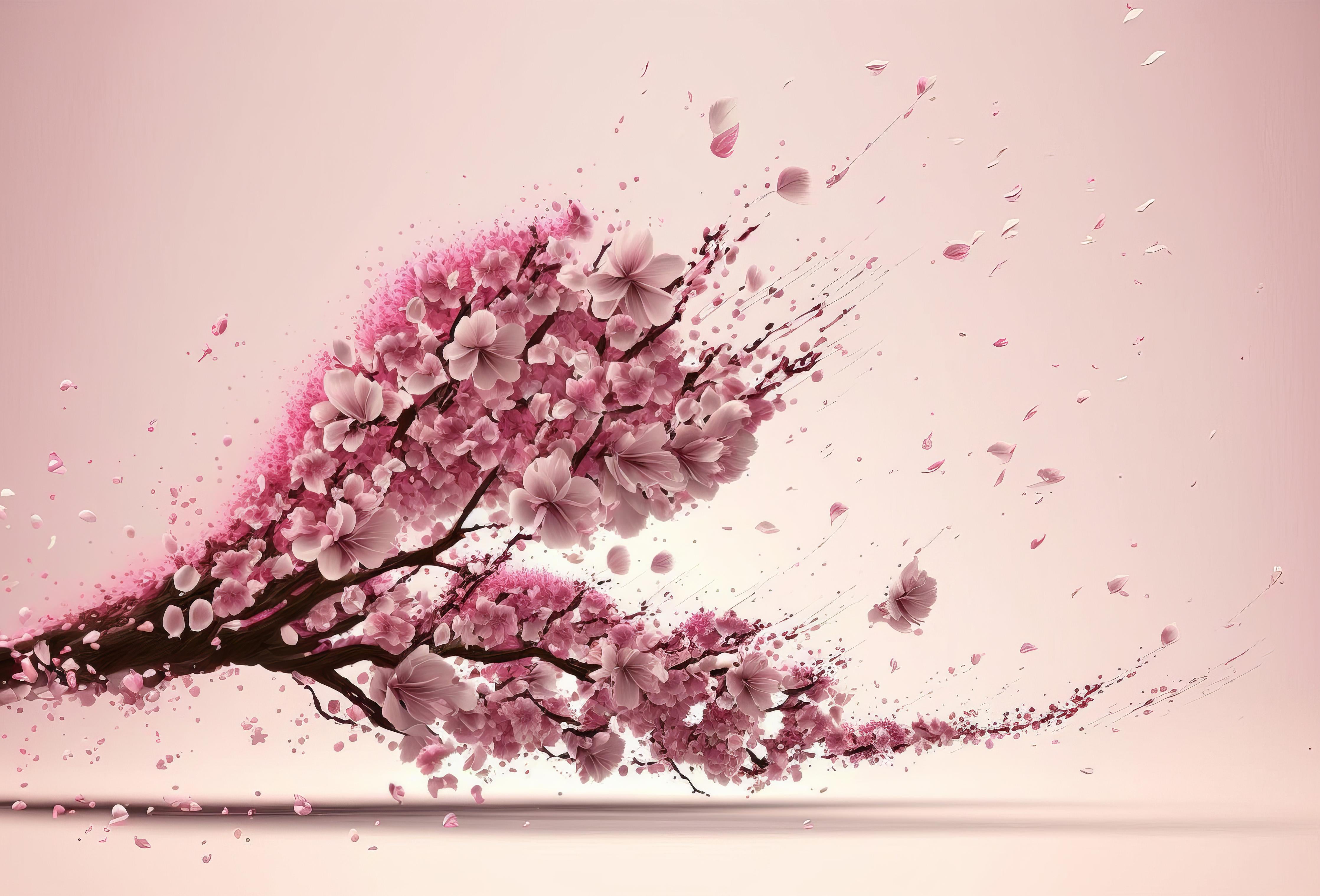 Spritzschutz-Sakura Blüte Rosa Dynamische Tintenkunst