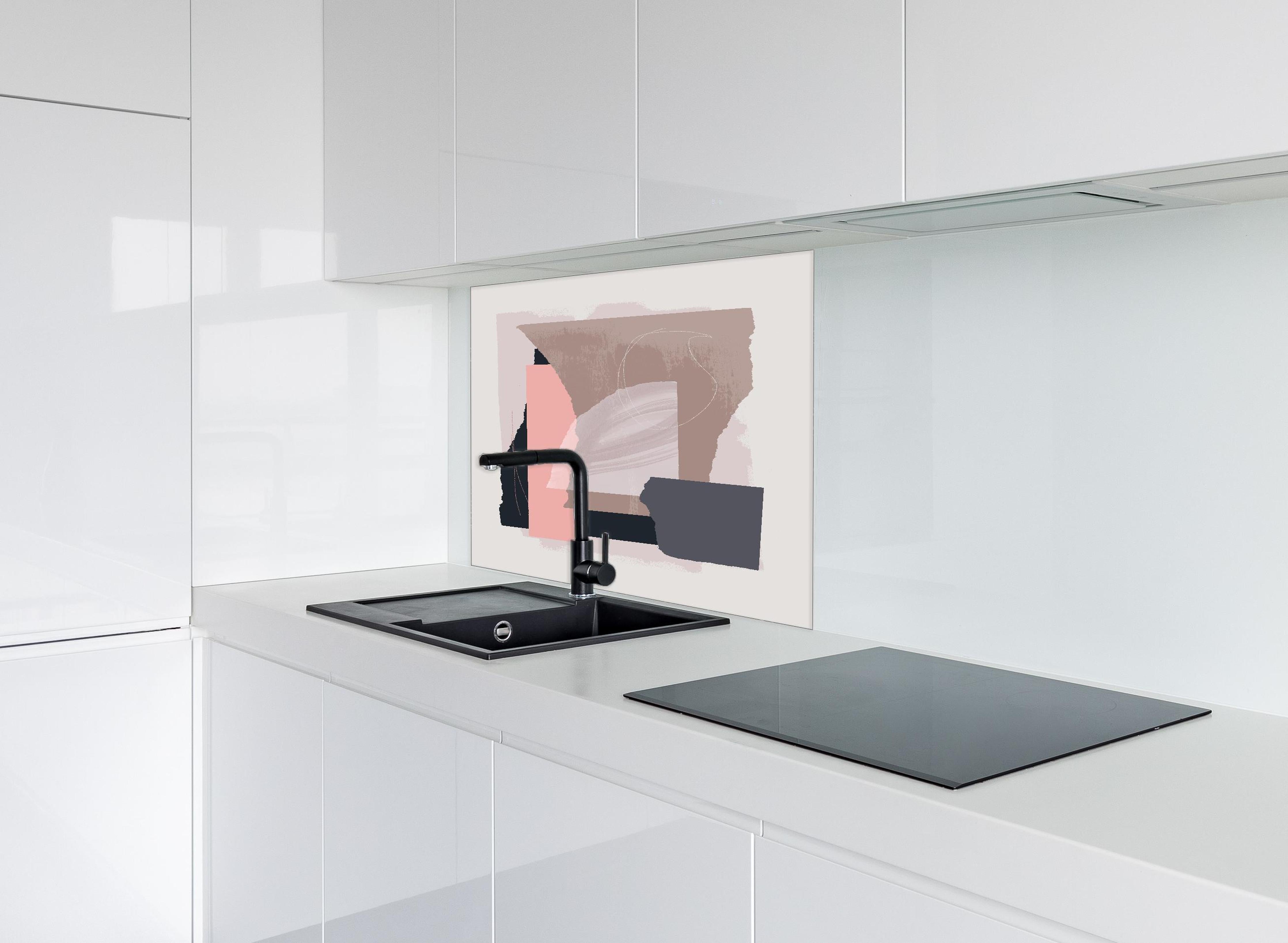 Spritzschutz - Savannen-Landschaft mit einsamem Baum hinter einem Cerankochfeld zwischen Holz-Kochutensilien