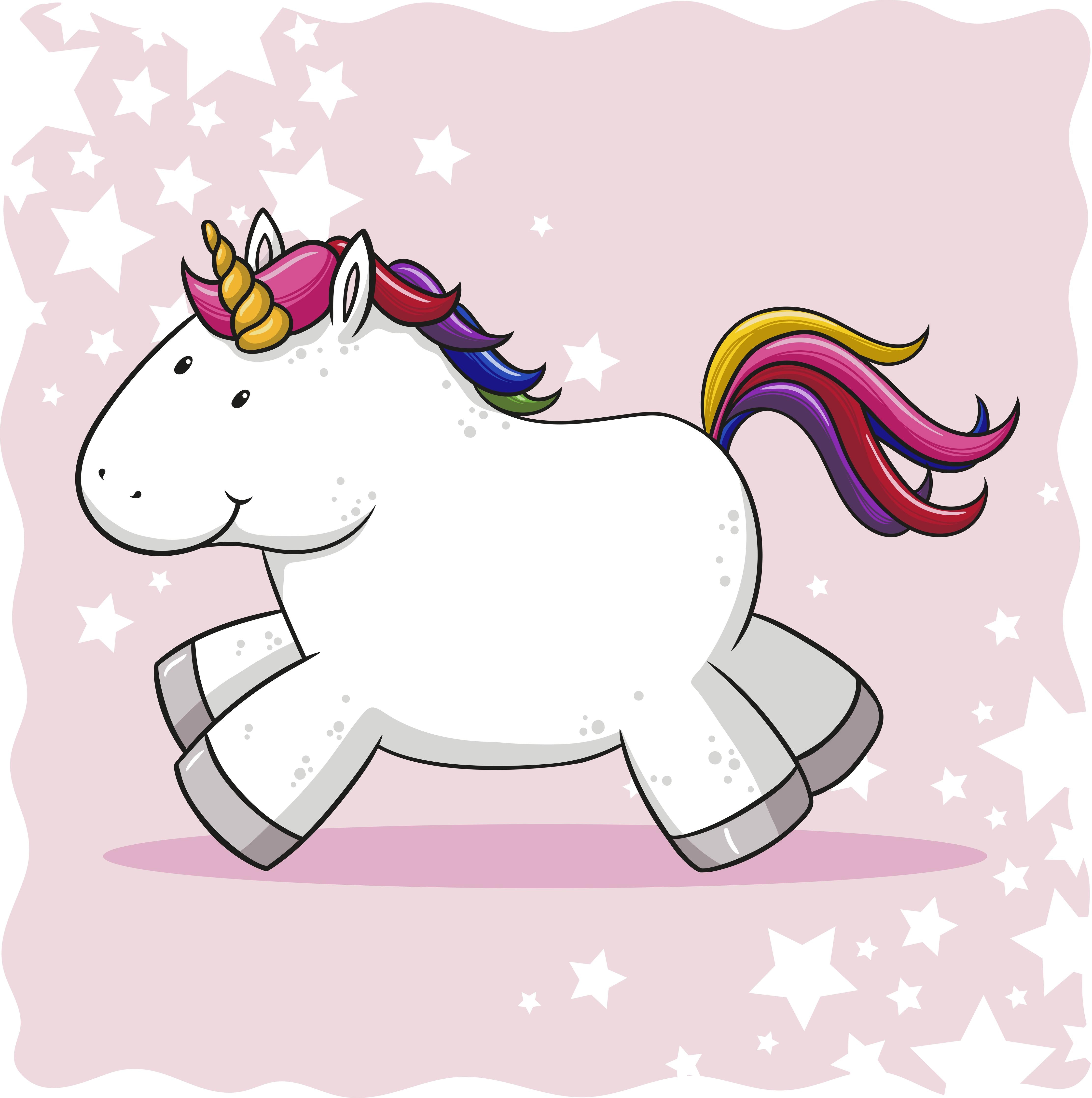 Spritzschutz-Spielzeug-Einhorn mit bunter Mähne Illustration