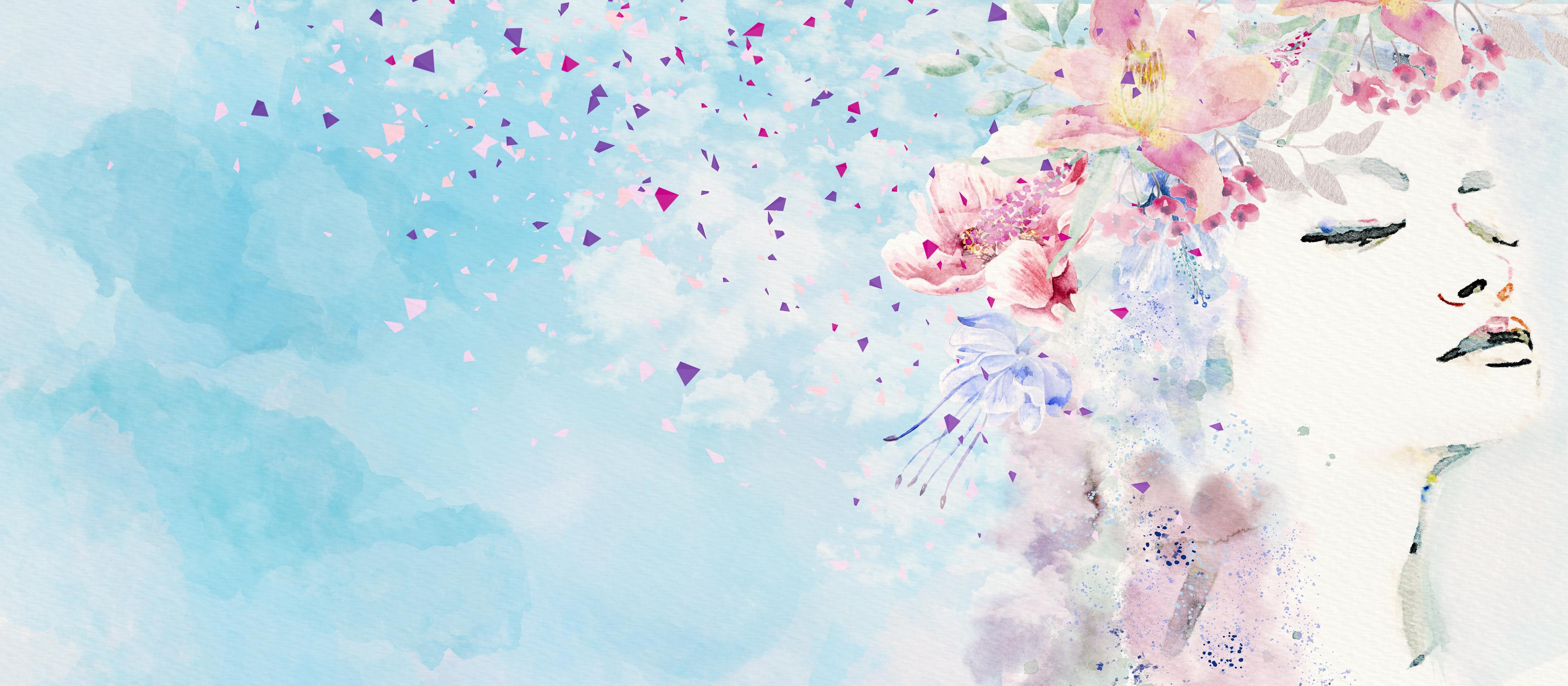 Spritzschutz- Abstraktes frühlings Aquarell einer Frau