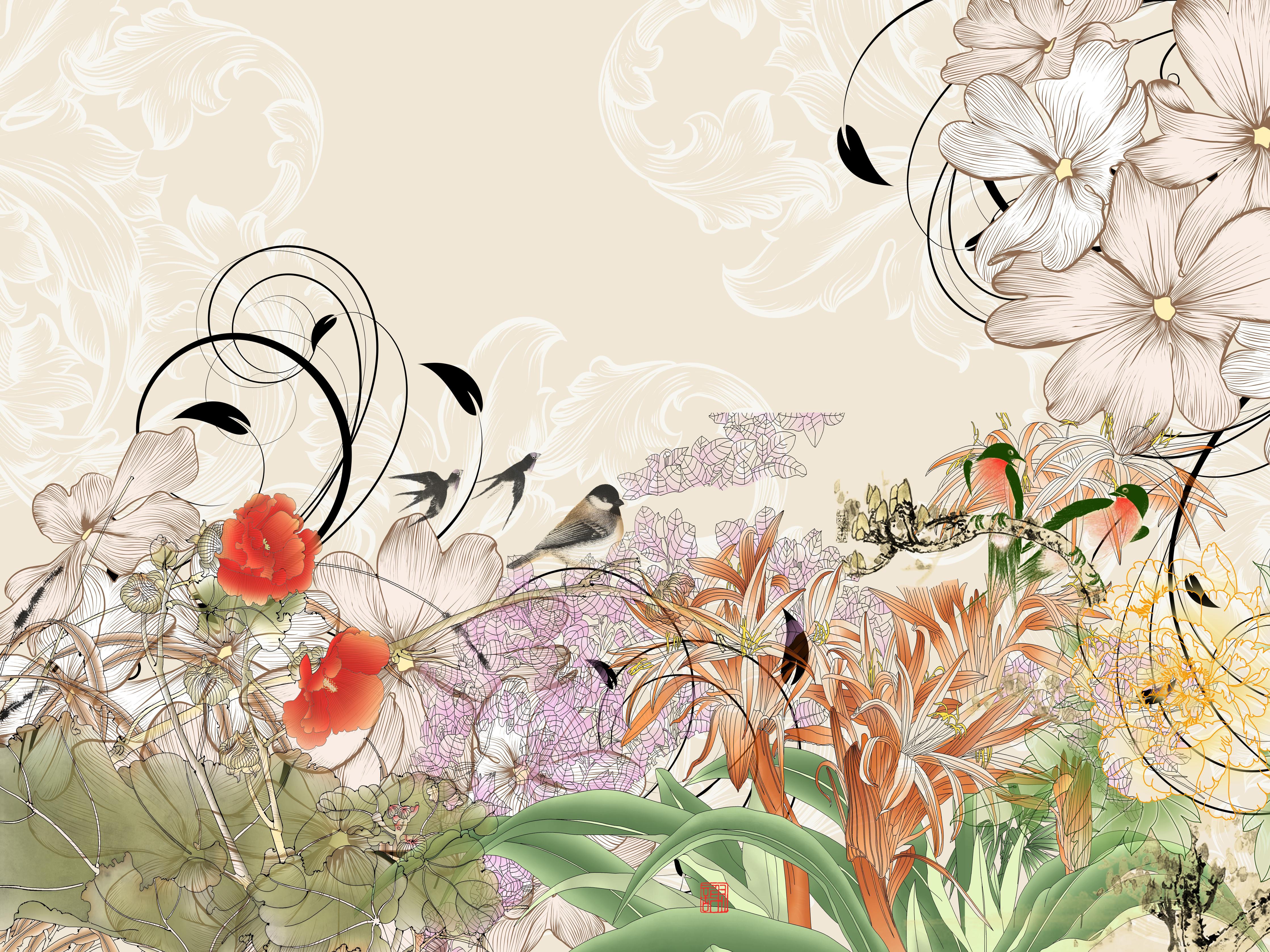 Spritzschutz-Abstrakte Vögel Natur Illustration