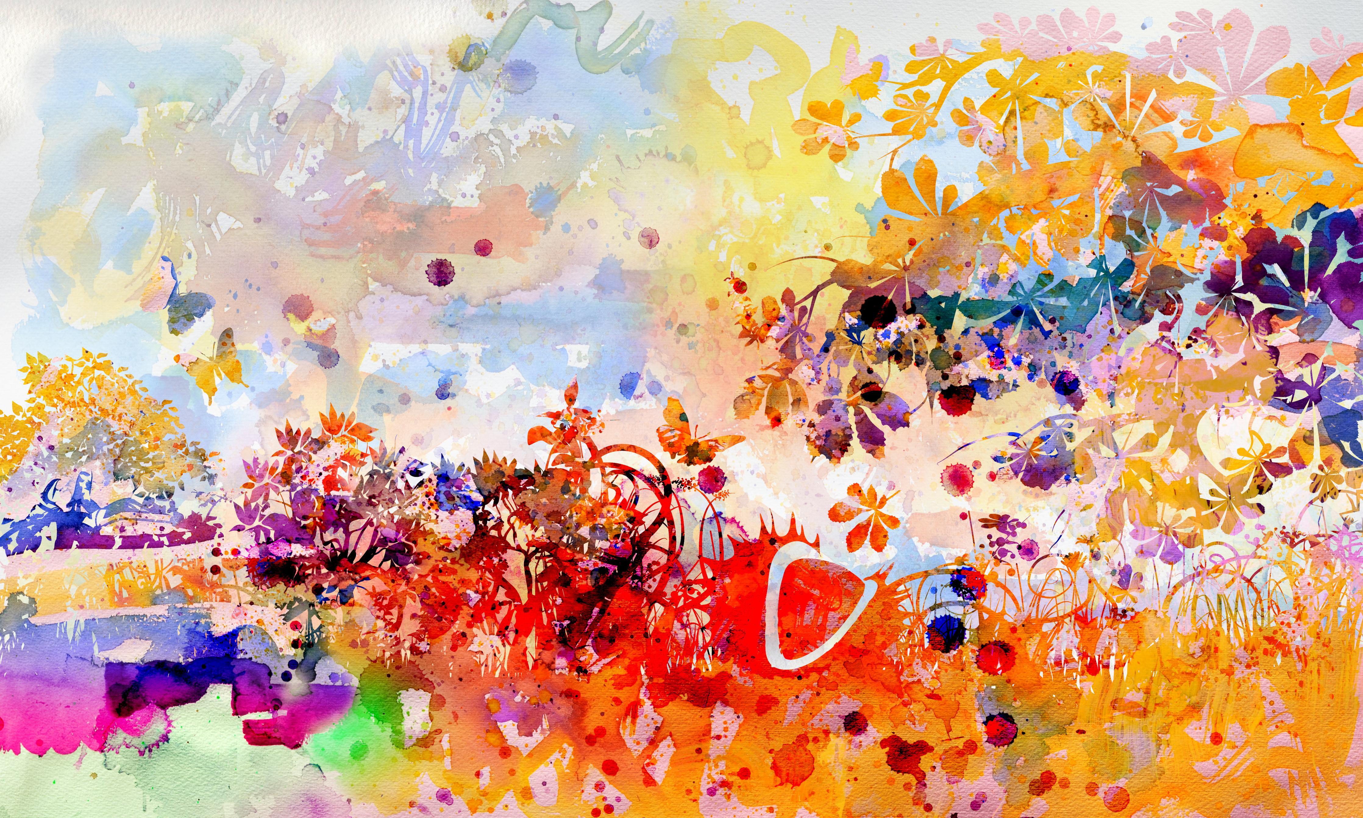 Spritzschutz-Abstraktes Aquarell eines Herbstwaldes