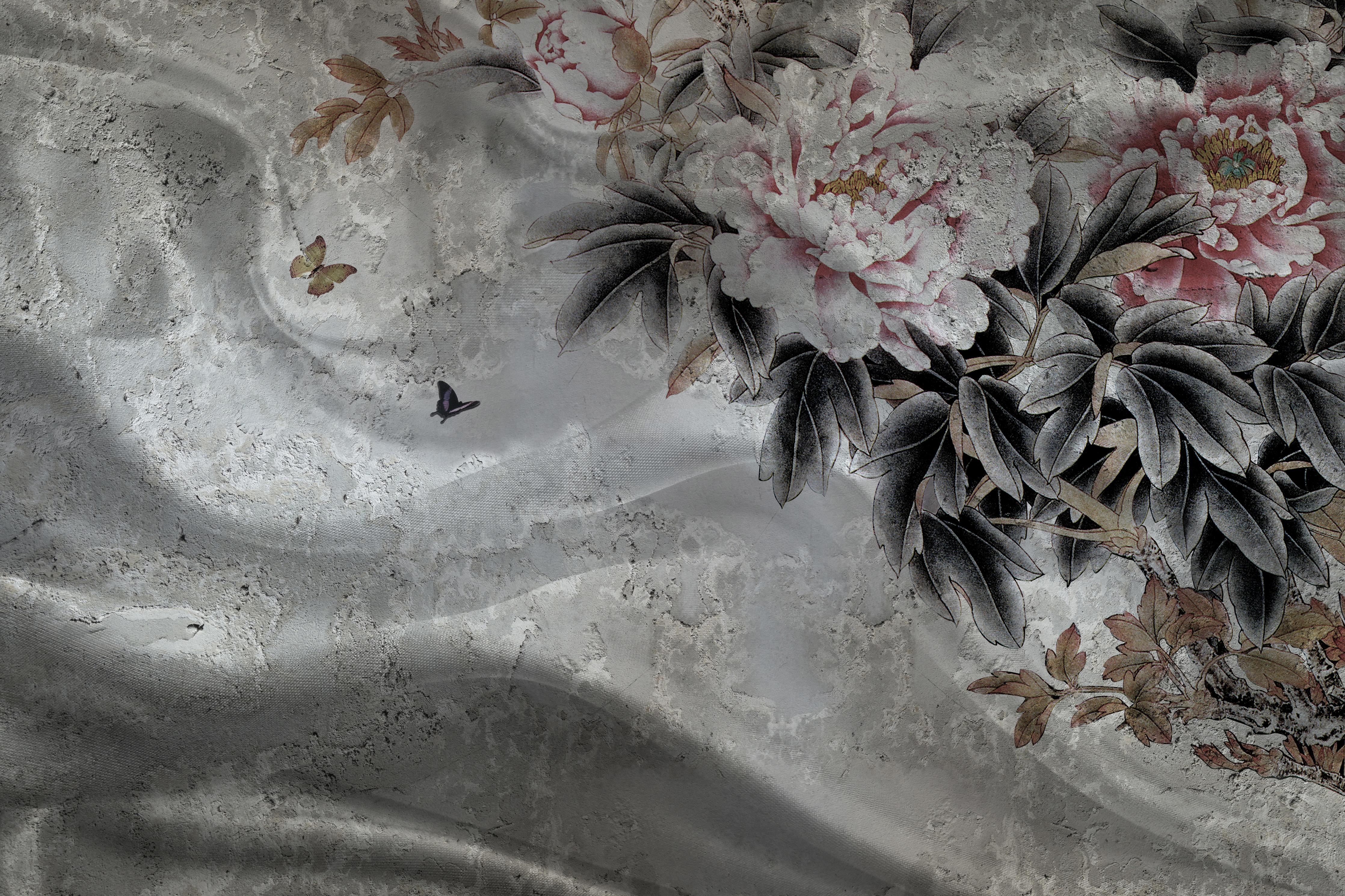 Spritzschutz-Blumenstrauß abgebildet auf Beton