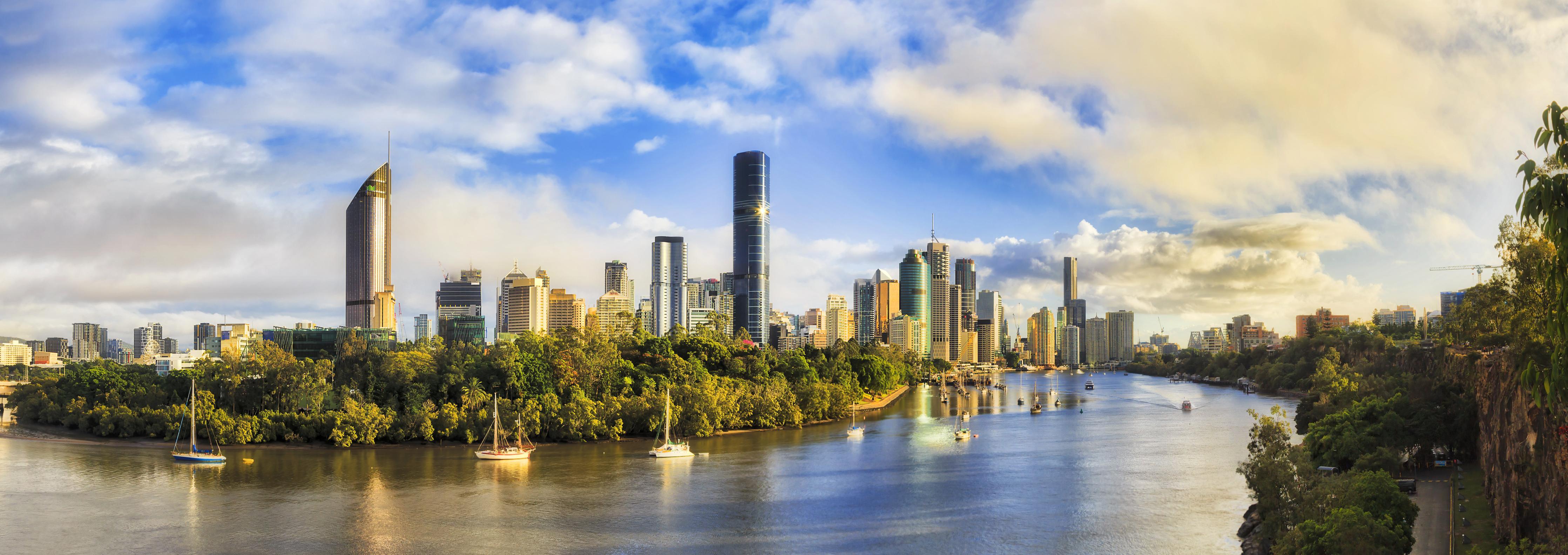 Spritzschutz-Brisbane Skyline mit Fluss