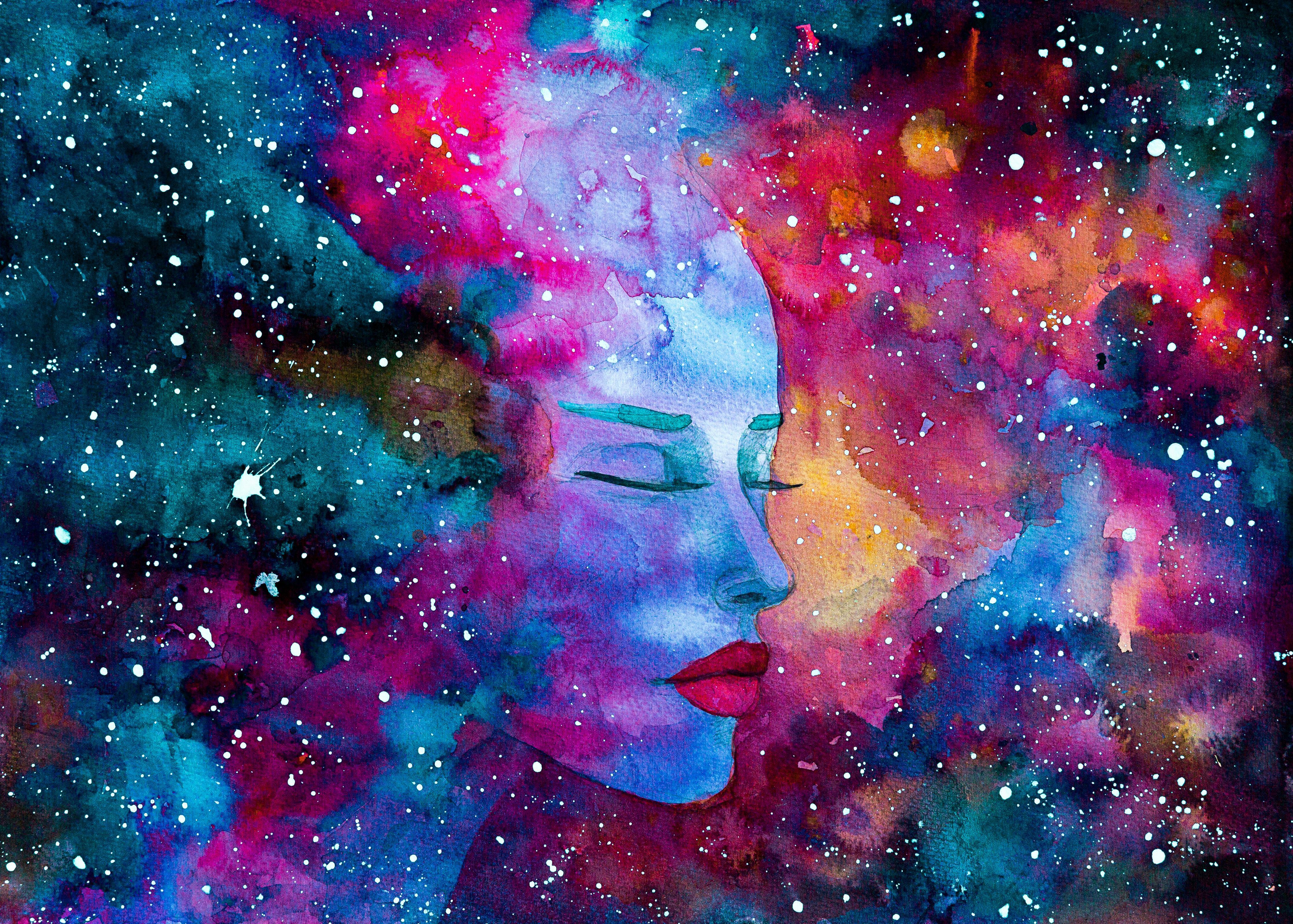 Spritzschutz-Spirituelle Frau Weltraumnebel