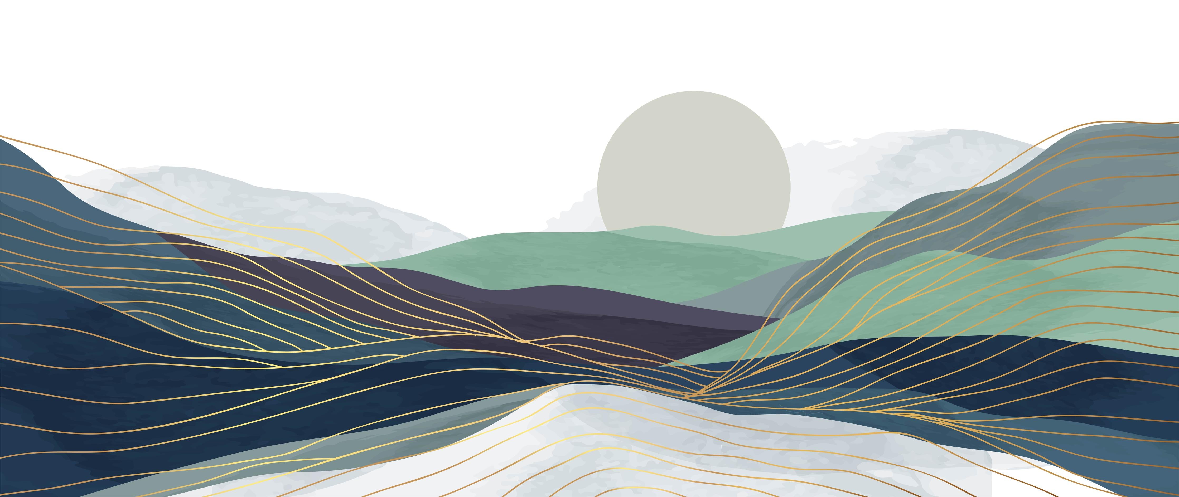 Spritzschutz-Stilisierte Hügel-Landschaft mit Sonne