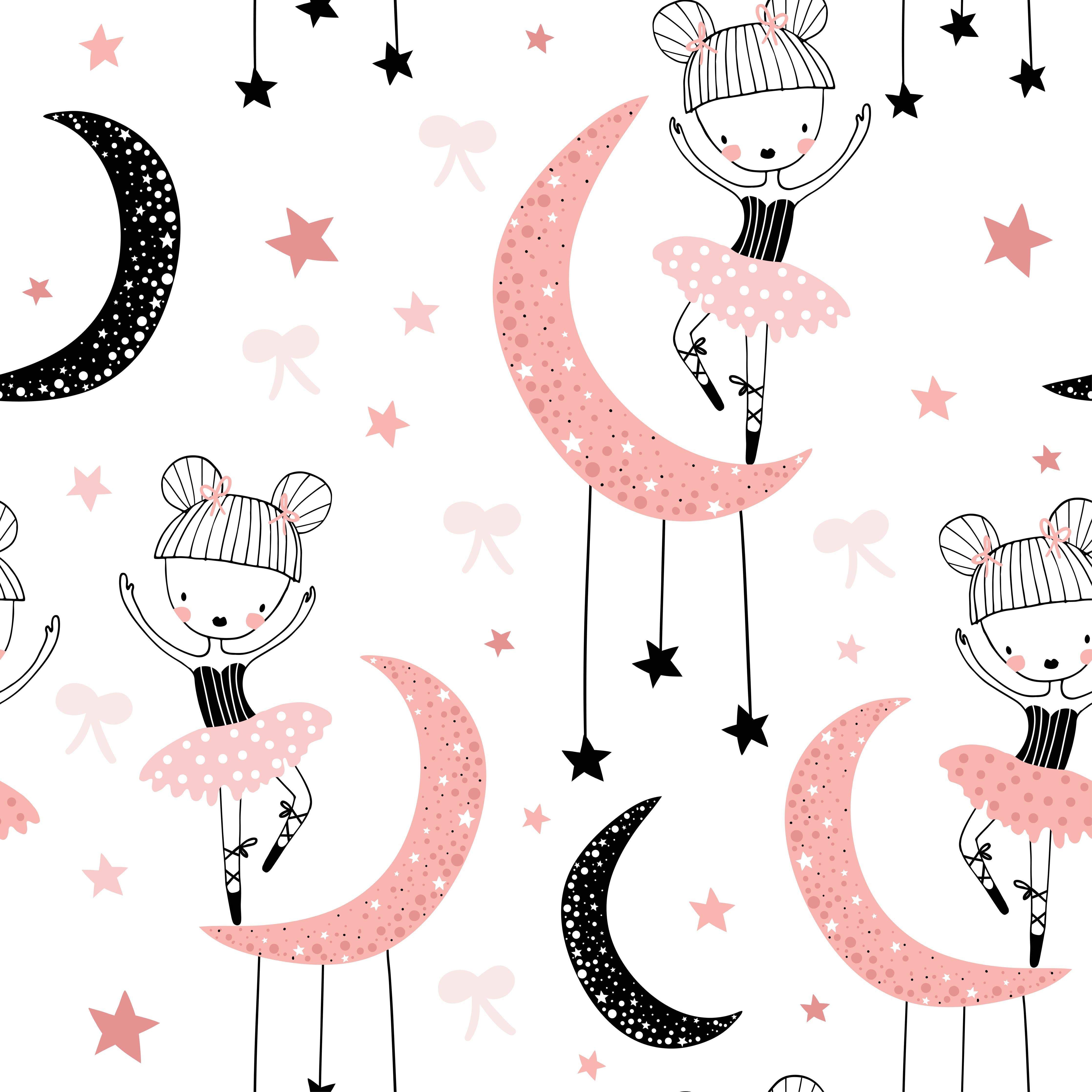 Spritzschutz-Süße Tanzende Mädchen auf Mond Illustration