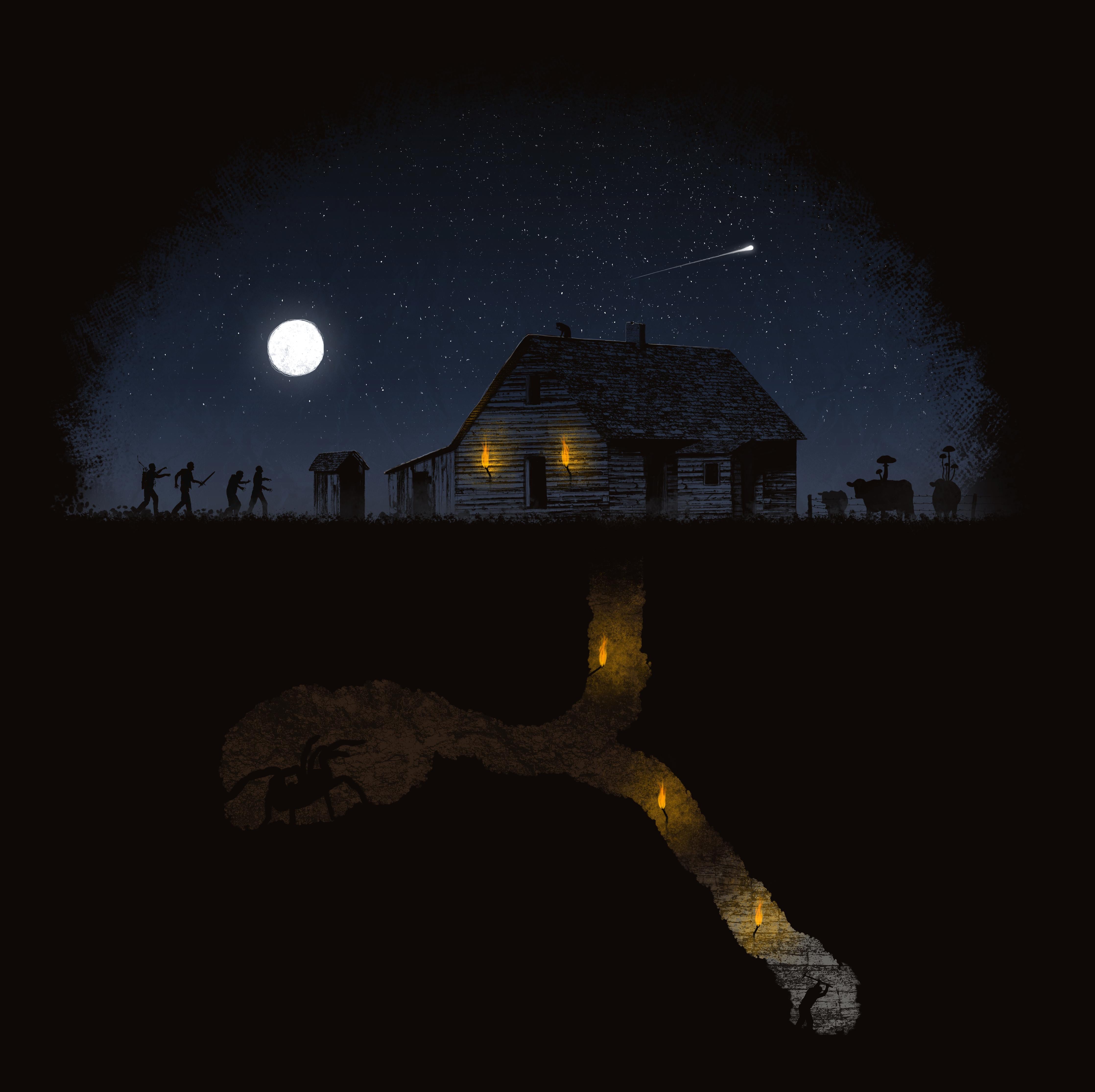 Spritzschutz-Surreale Nacht mit Sternenhimmel und Mond