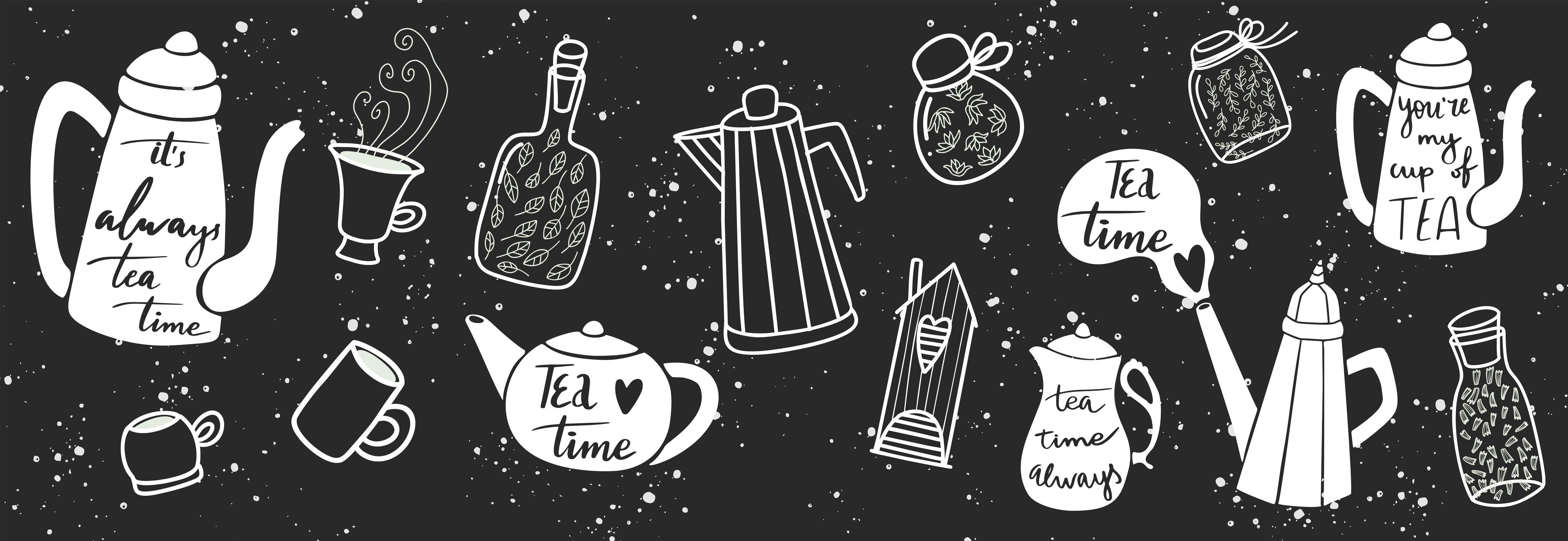 Spritzschutz-Tee Liebhaber Schwarz-Weiß Design Set