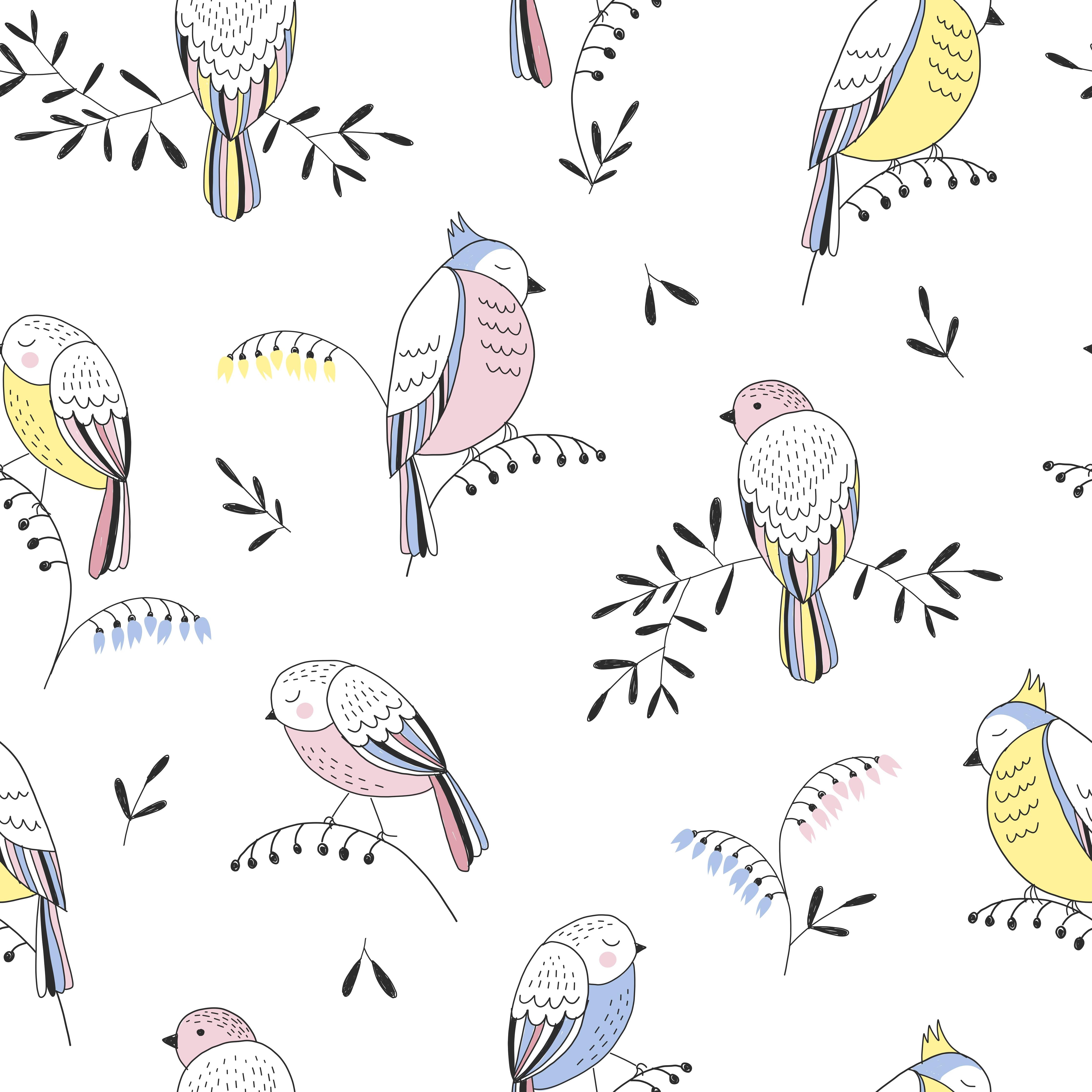 Spritzschutz-Verspielte Vögel und Pflanzen Muster Illustration