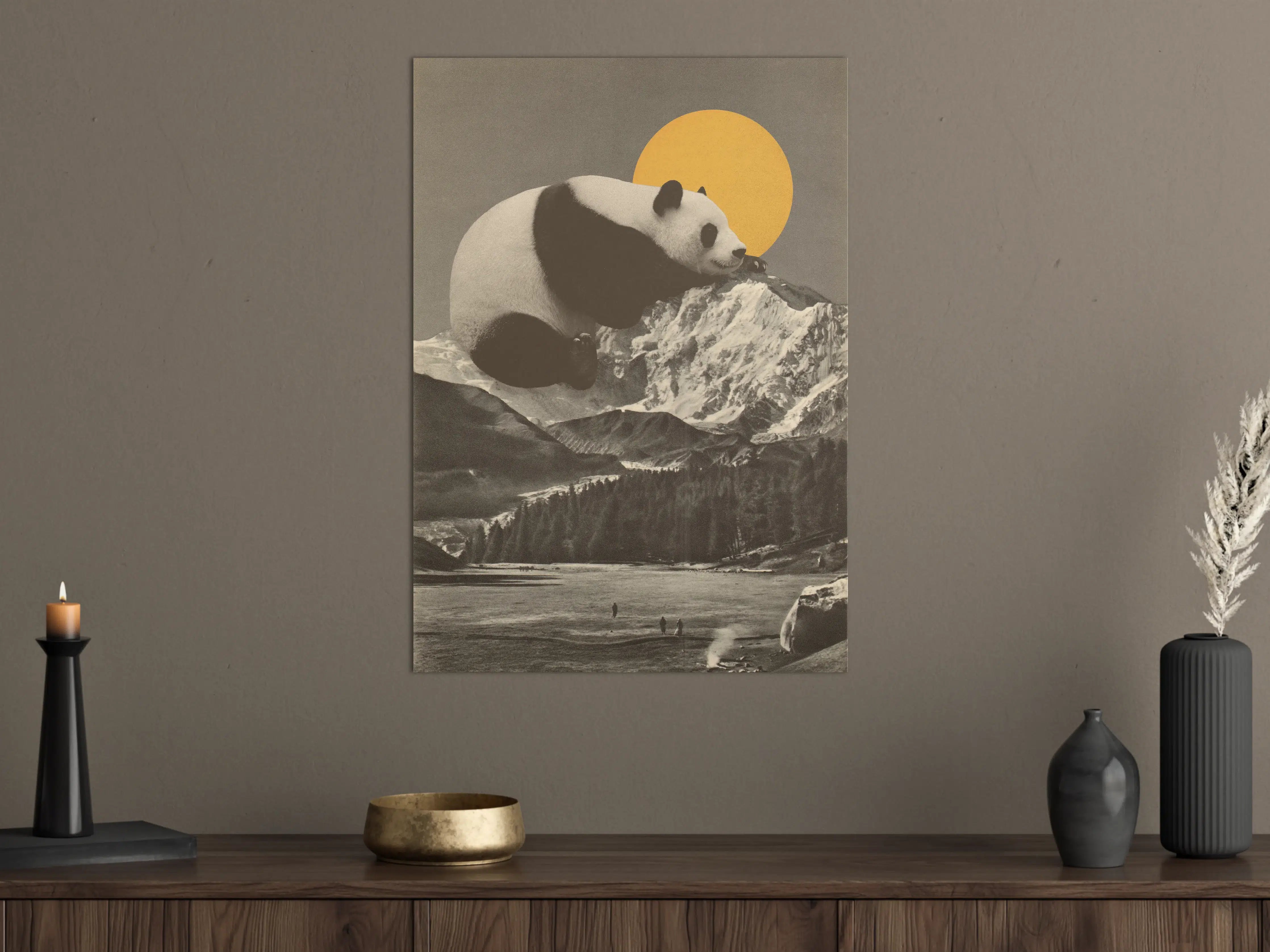 Große Wandbilder - Panda Berglandschaft S/W