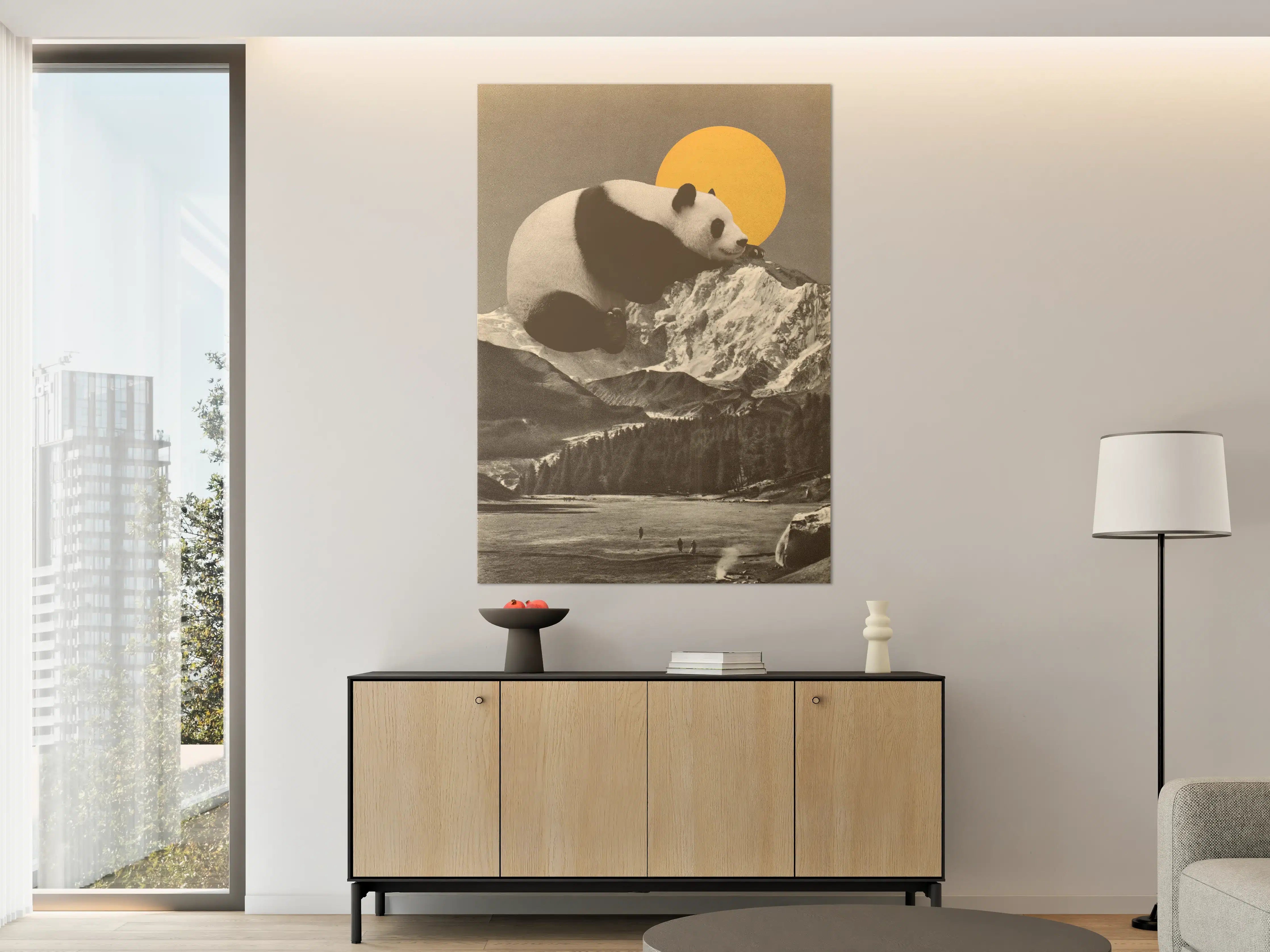 Große Wandbilder - Panda Berglandschaft S/W