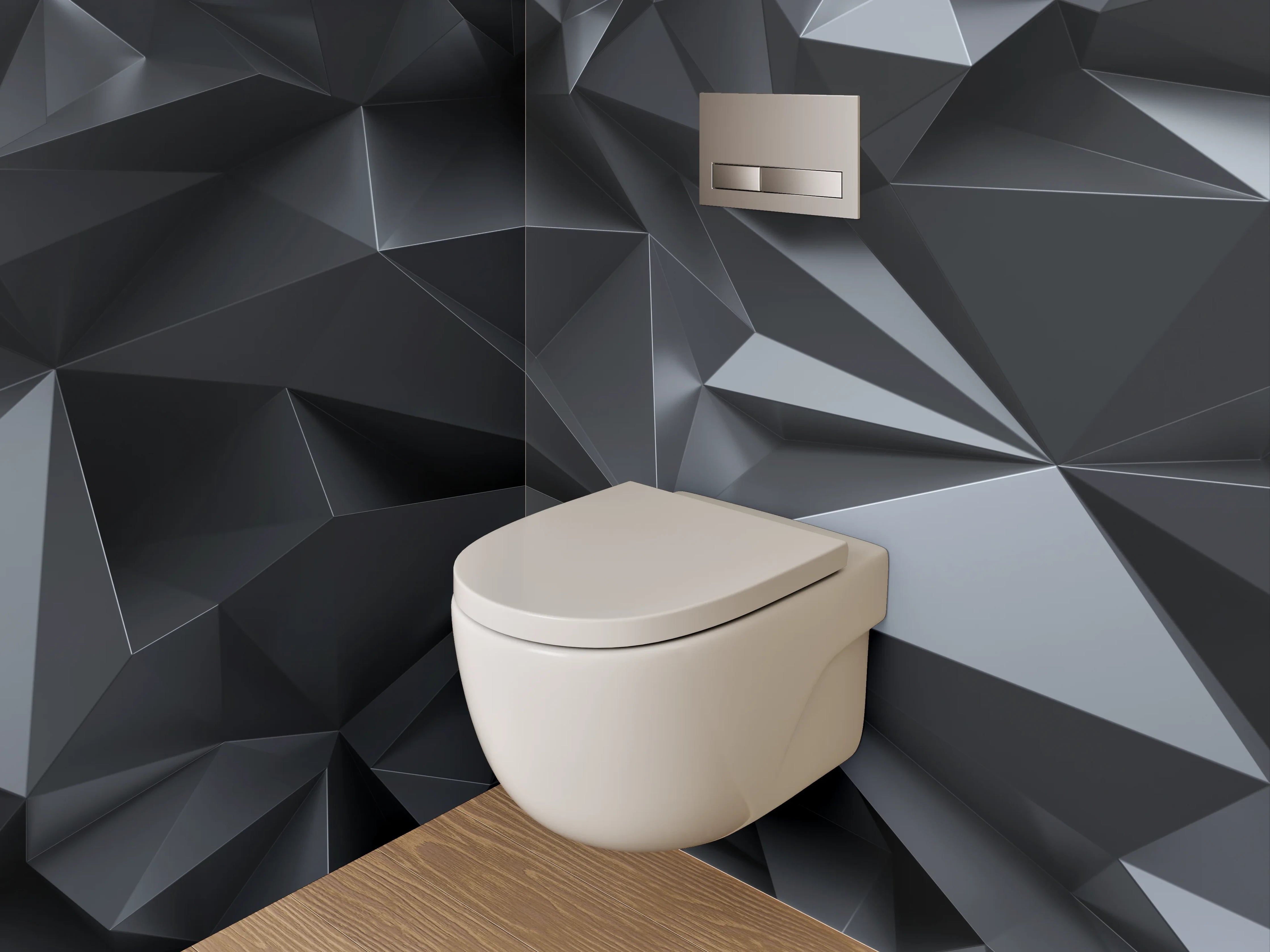 WC-Rückwand - 3D Geometrie Schwarzgrau Abstrakt