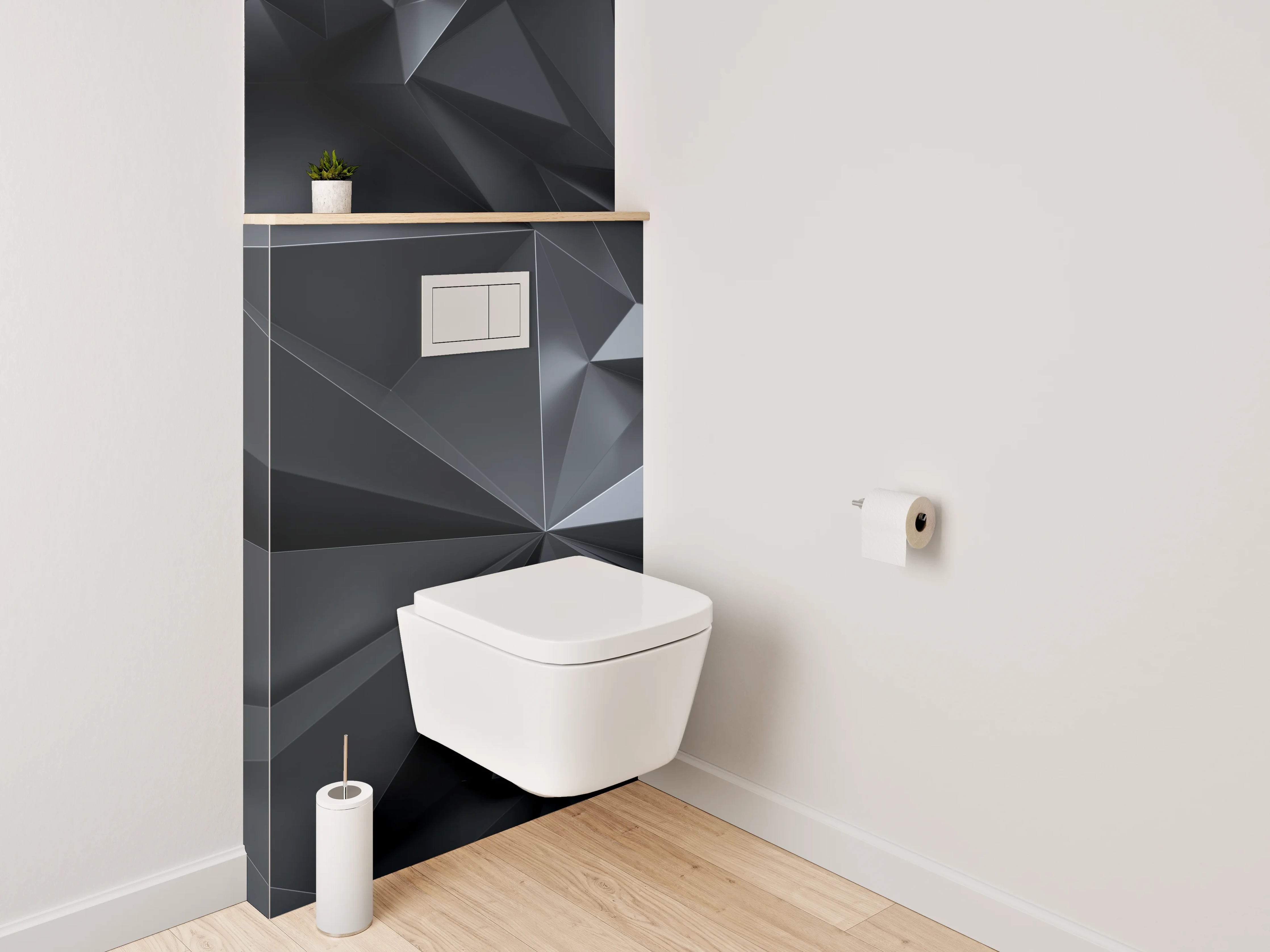 WC-Rückwand - 3D Geometrie Schwarzgrau Abstrakt