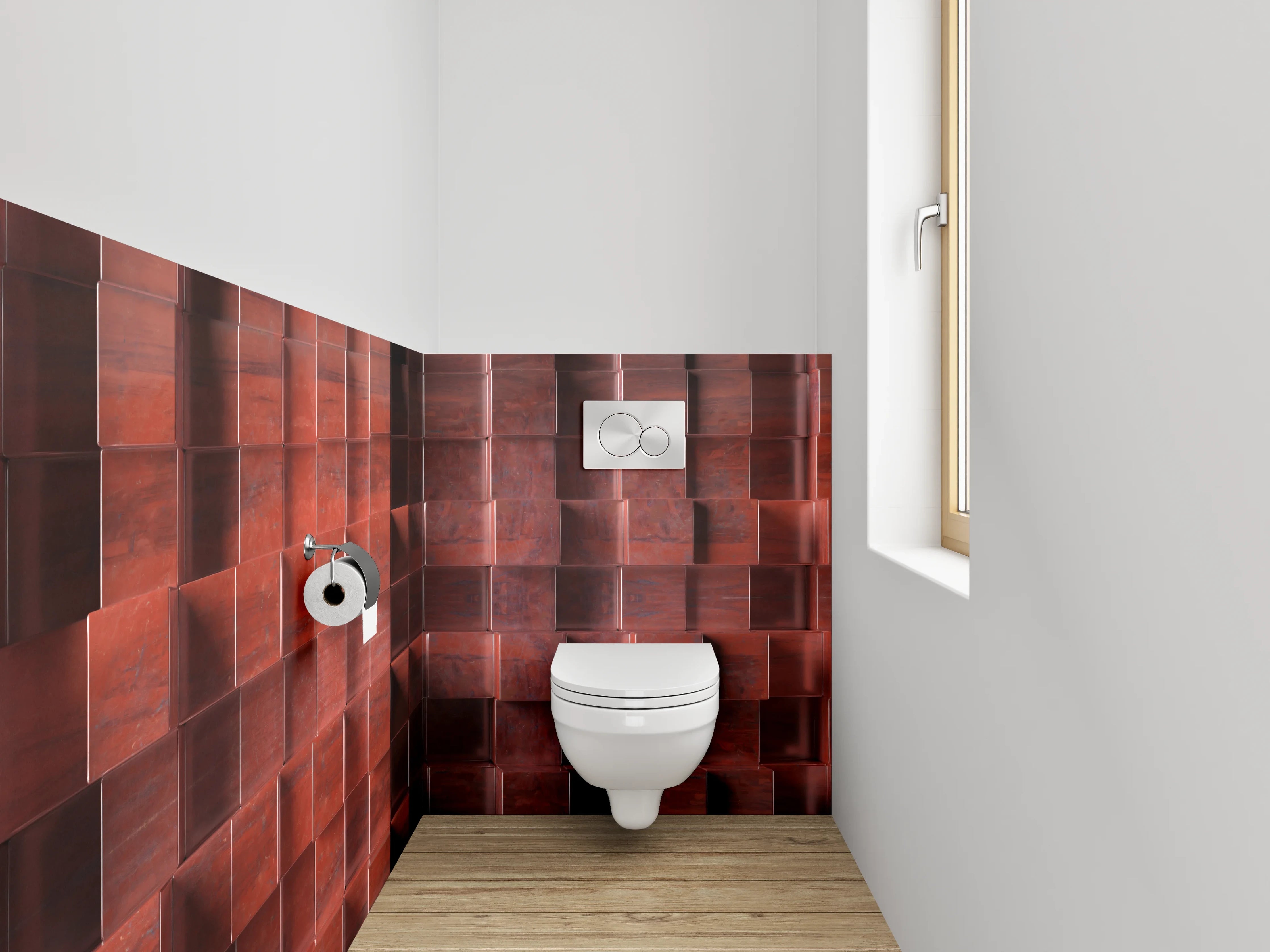 WC-Rückwand - 3D Holz Würfel Wandpaneel Braun