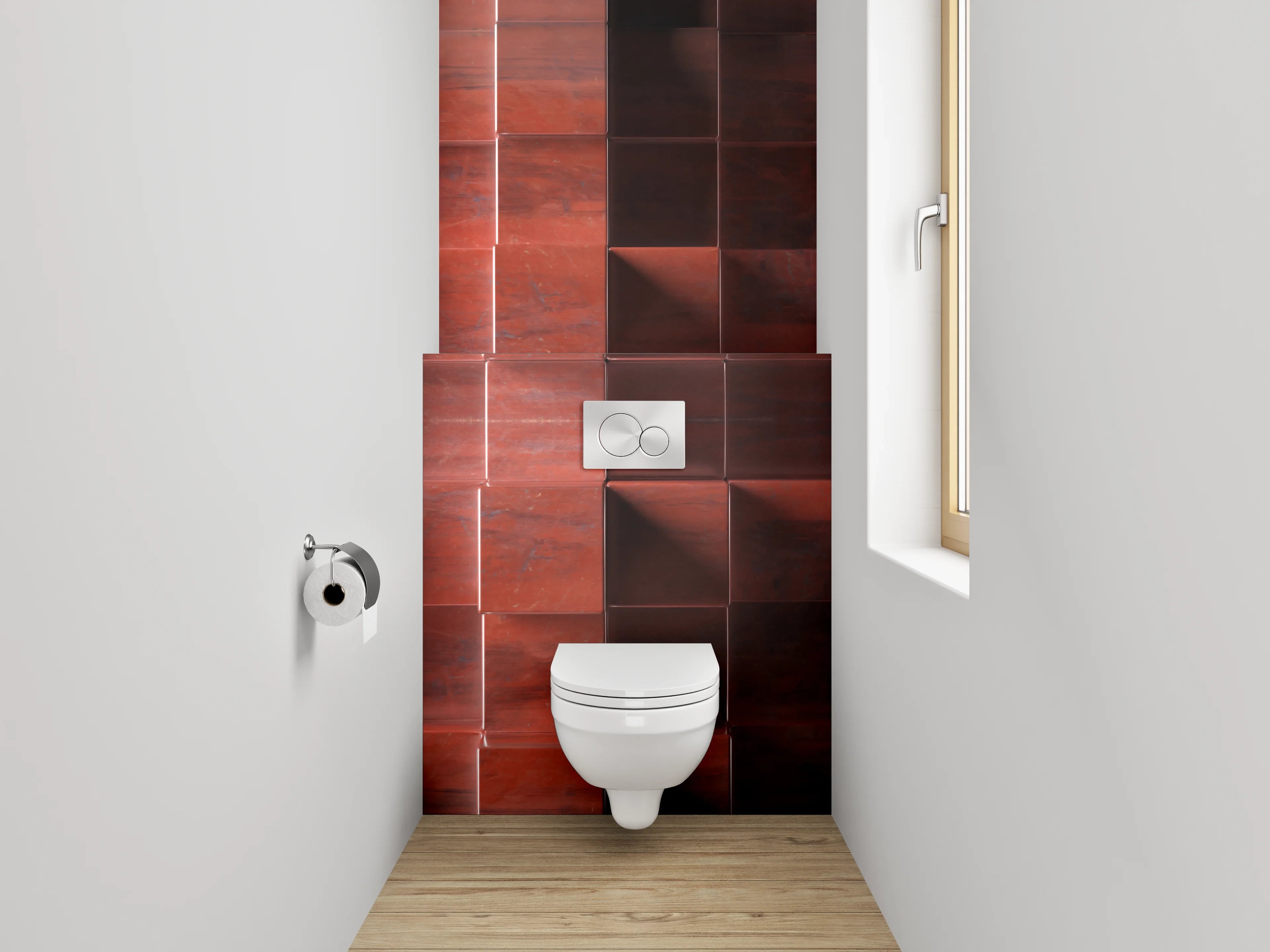 WC-Rückwand - 3D Holz Würfel Wandpaneel Braun