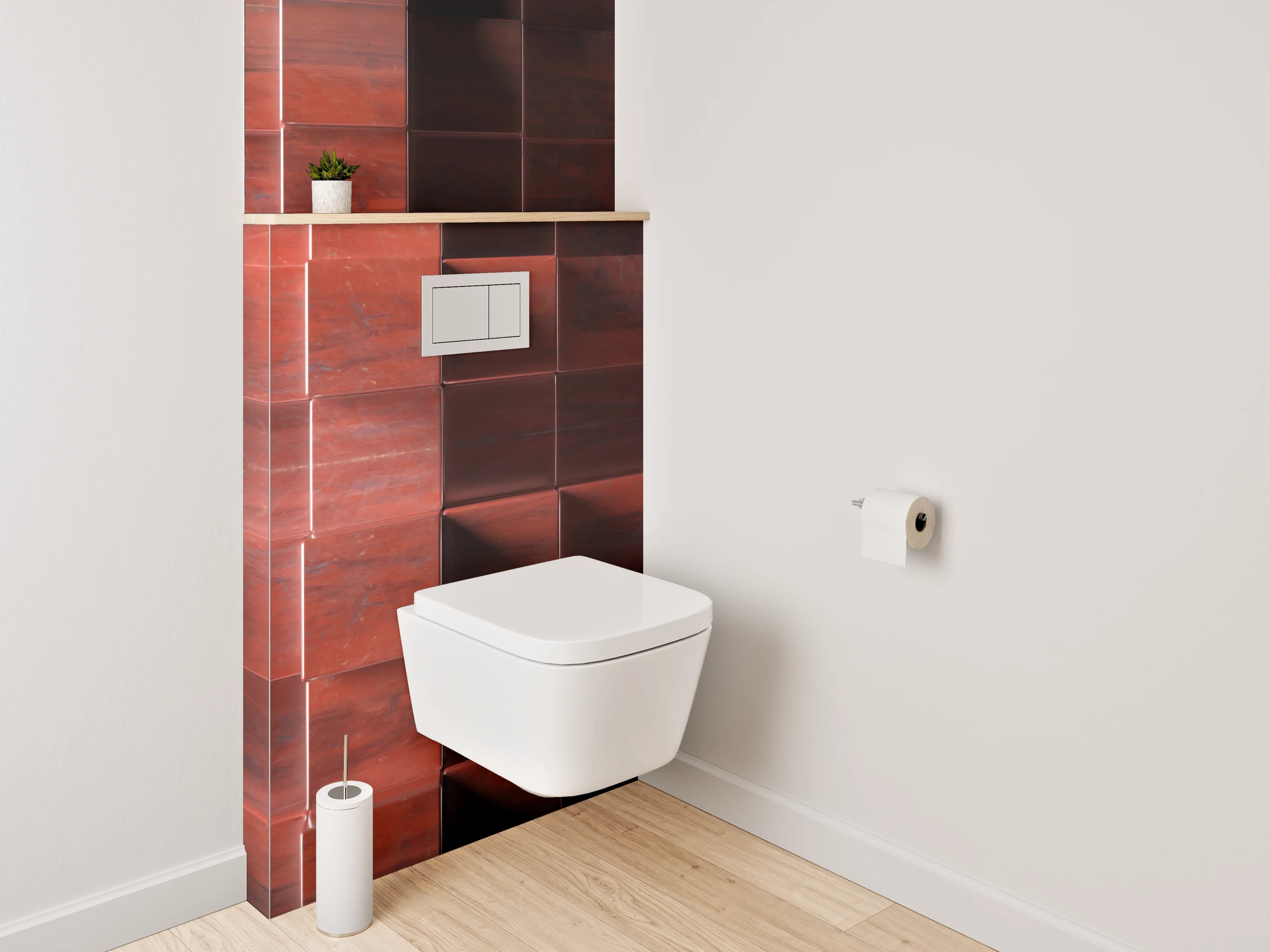 WC-Rückwand - 3D Holz Würfel Wandpaneel Braun
