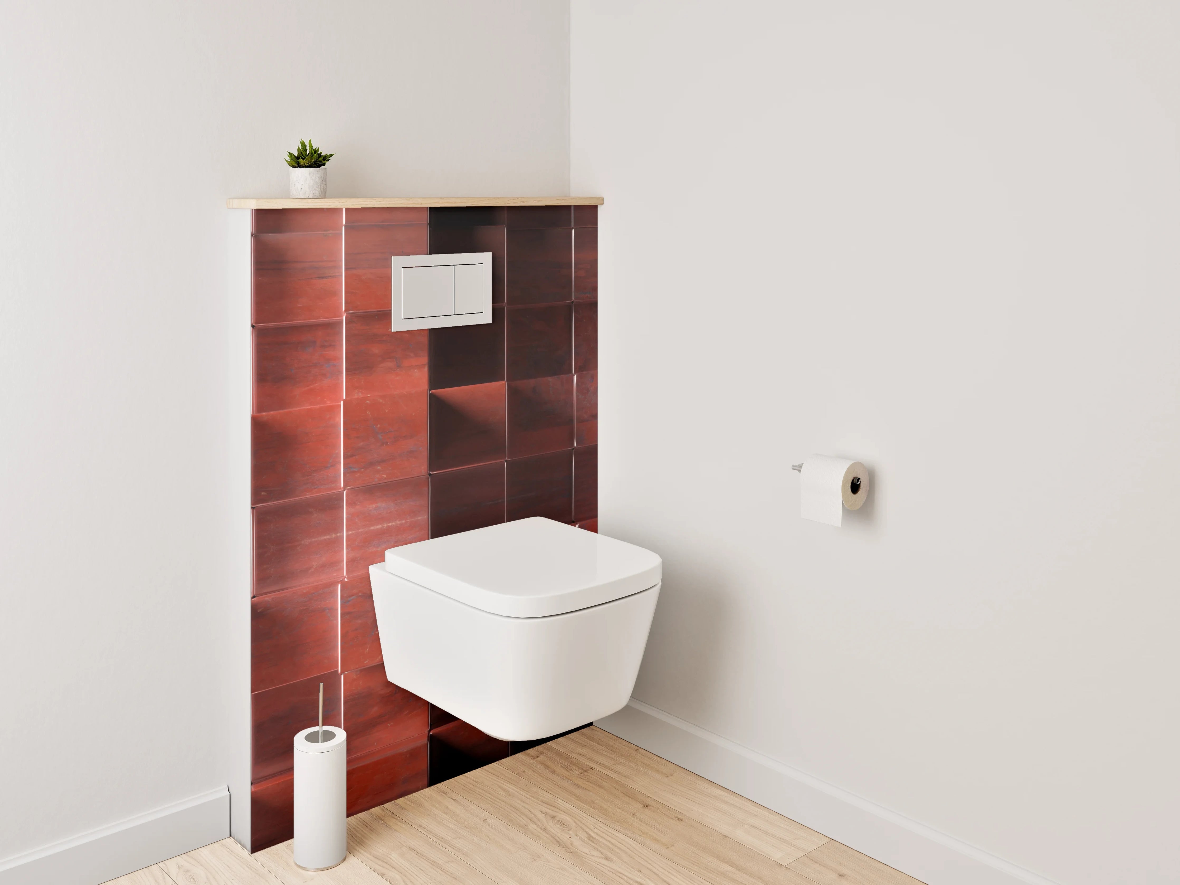 WC-Rückwand - 3D Holz Würfel Wandpaneel Braun